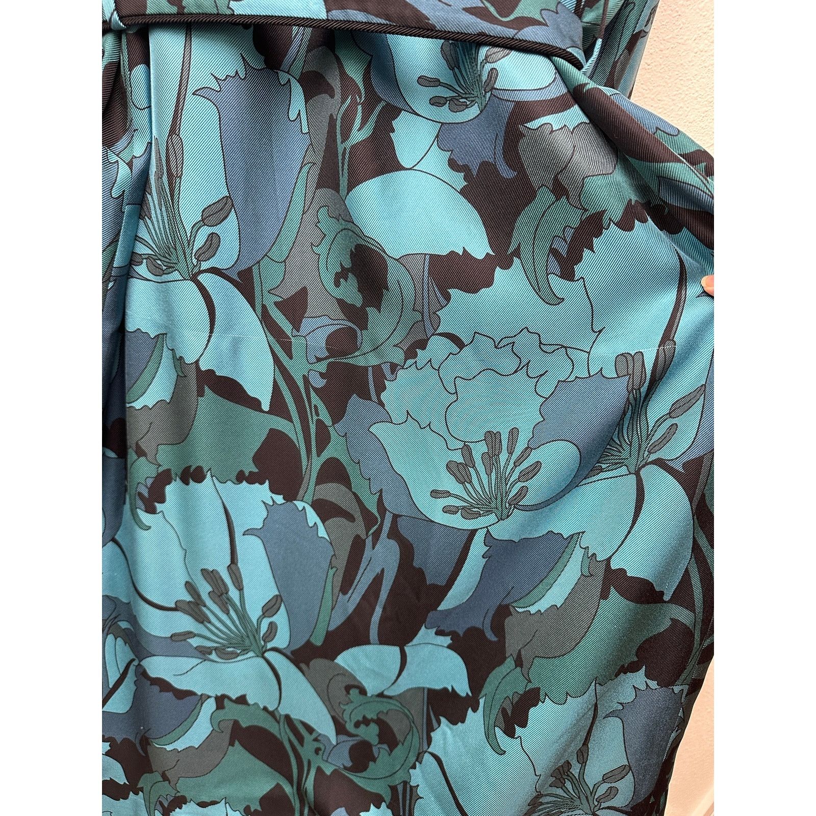 Tom Ford Tom Ford Floral Silk Twill Robe Blue/Teal Men M Tassel Belt Size US M / EU 48-50 / 2 - 13 Thumbnail