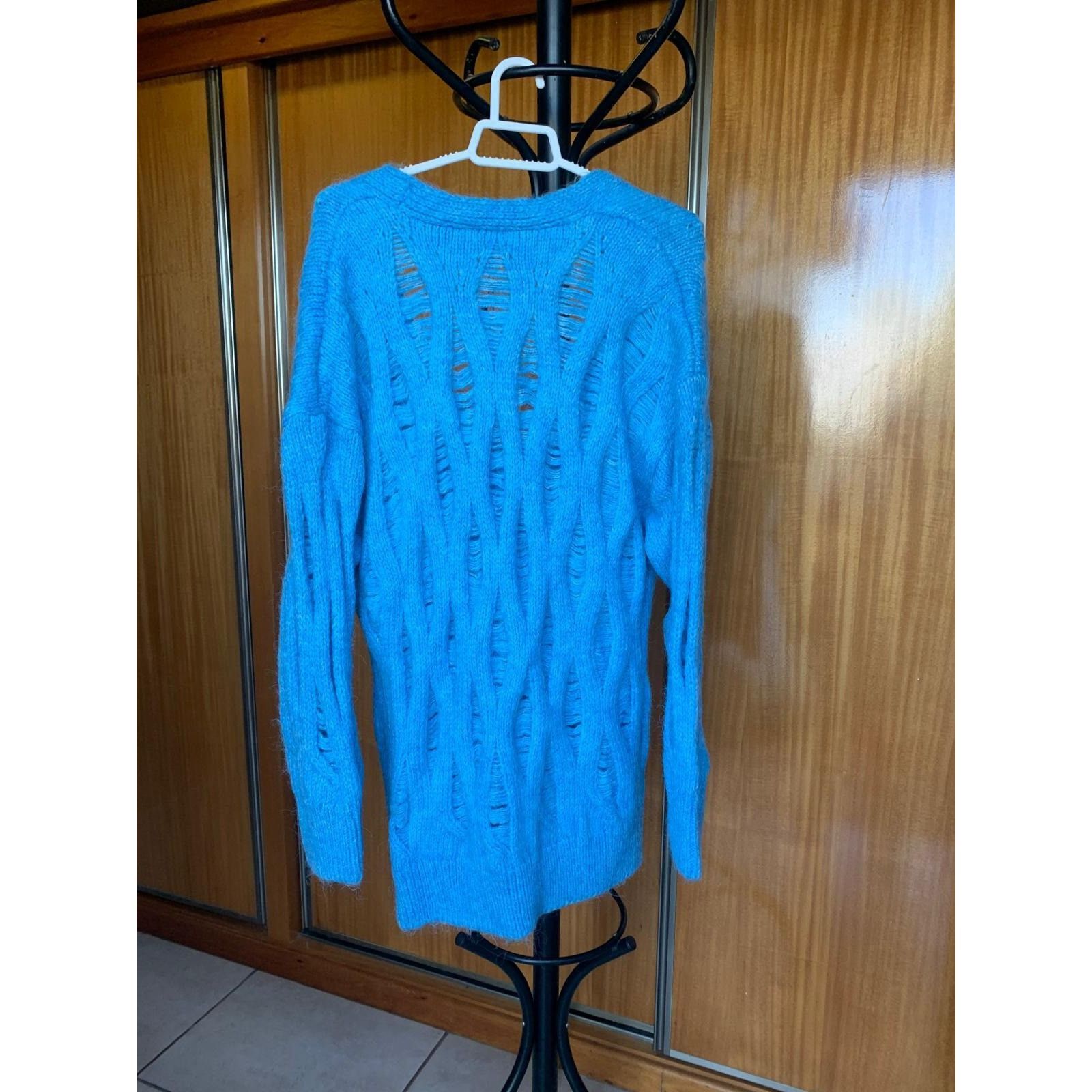 Zara ZARA NEW WOMAN BLUE V-NECK KNIT LONG SWEATER SIZE M Size M / US 6-8 / IT 42-44 - 2 Thumbnail