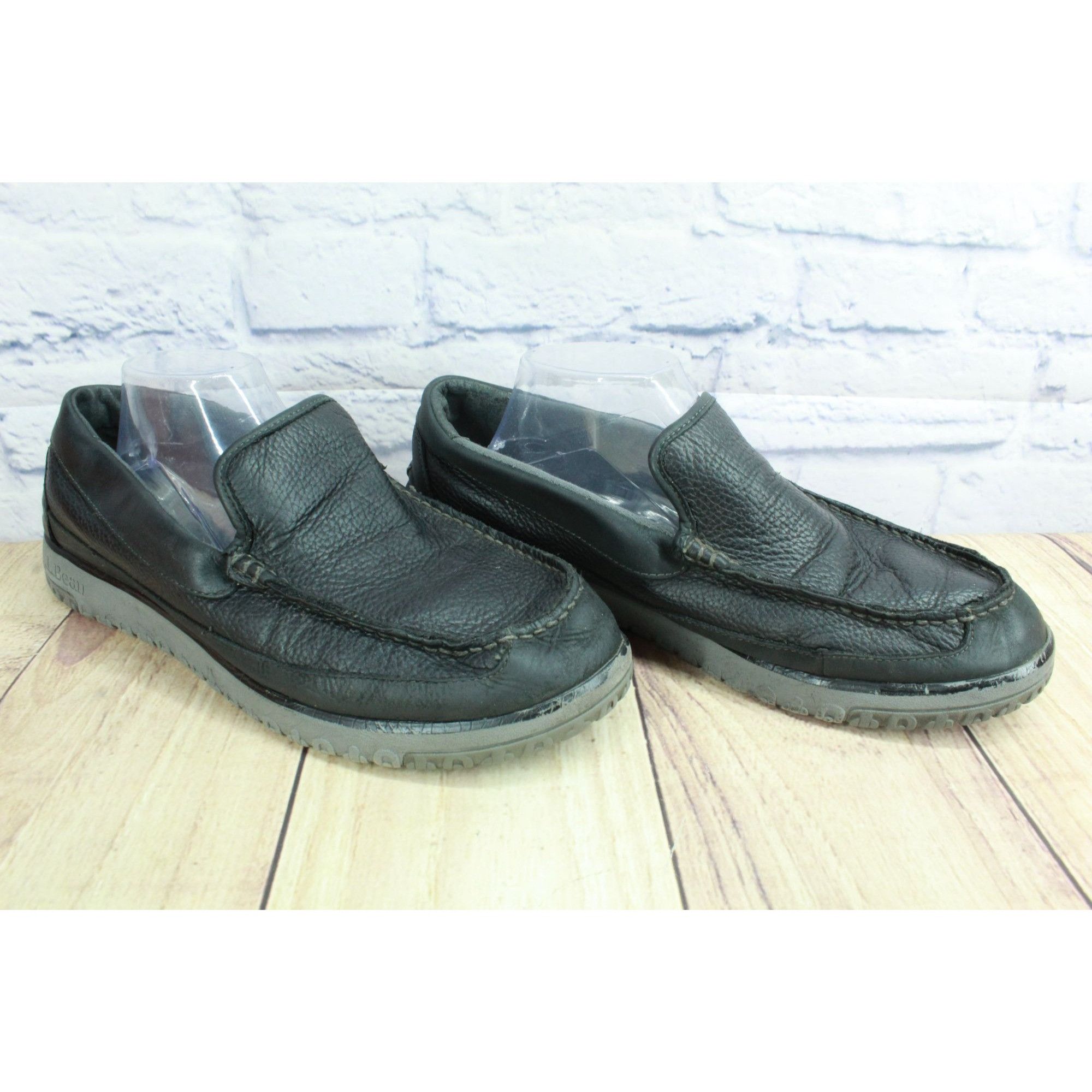 L.L. Bean LL Bean Men's Black Leather All Week Slip On Moccasins Size US 11 / EU 44 - 2 Thumbnail