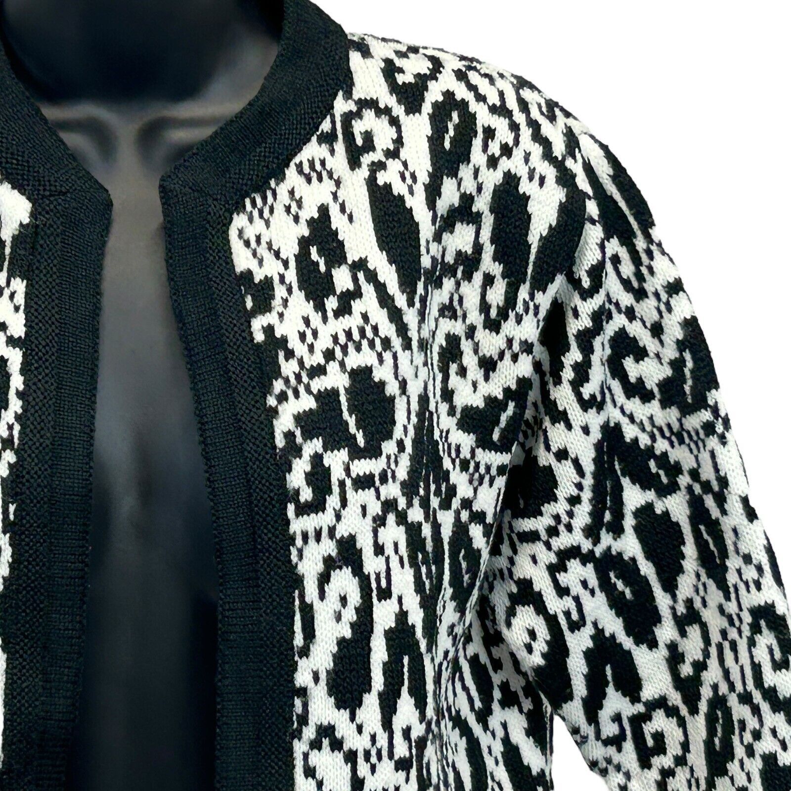 Vintage Vintage 60s Open Front Cardigan Sweater Black White Womens M Size M / US 6-8 / IT 42-44 - 4 Thumbnail