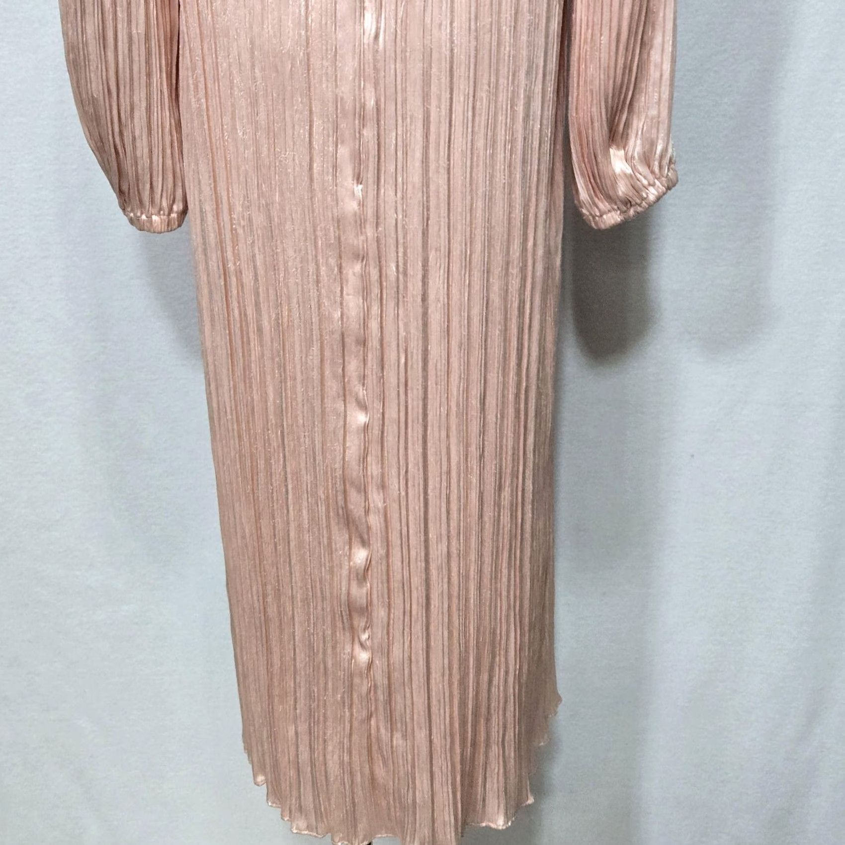 Vintage VINTAGE Morton Myles Dress Womens 6 Pink Pleated Satin Midi Shift Rhinestone 80s Size M / US 6-8 / IT 42-44 - 7 Thumbnail