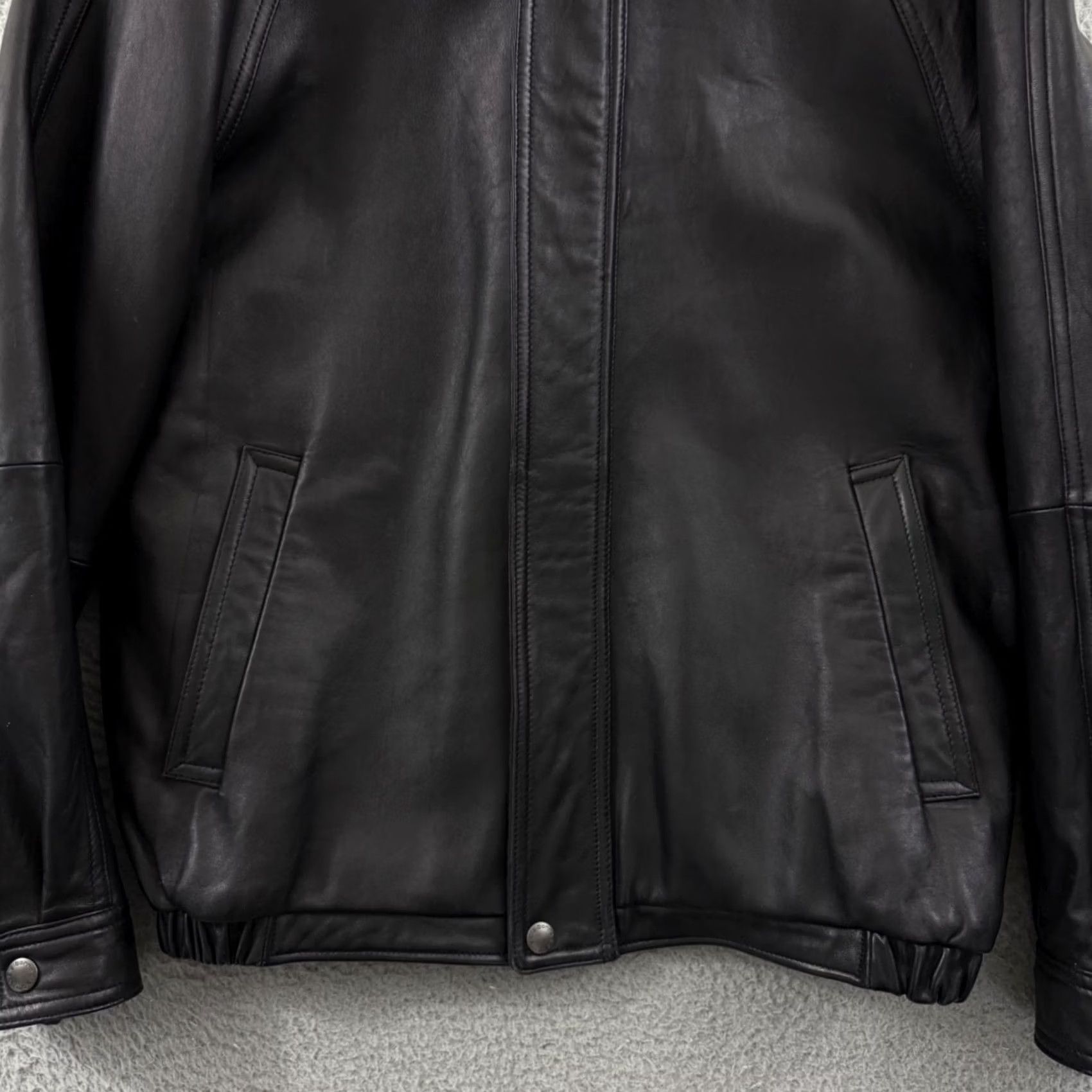 Liz Claiborne VINTAGE Claiborne Jacket Mens Medium Black Lambskin Leather 90s Biker Outdoor Size US M / EU 48-50 / 2 - 2 Thumbnail