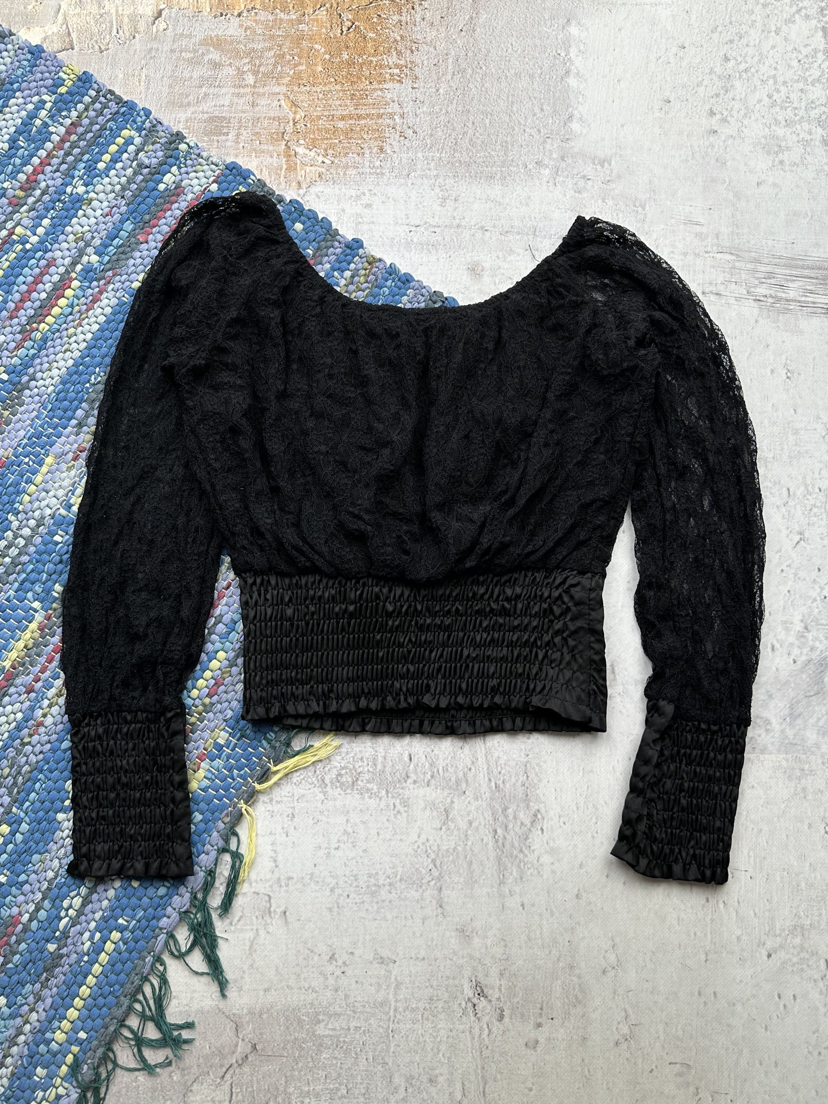 Vintage Vintage Lace Cropped Blouse A139(249) Size S / US 4 / IT 40 - 5 Thumbnail