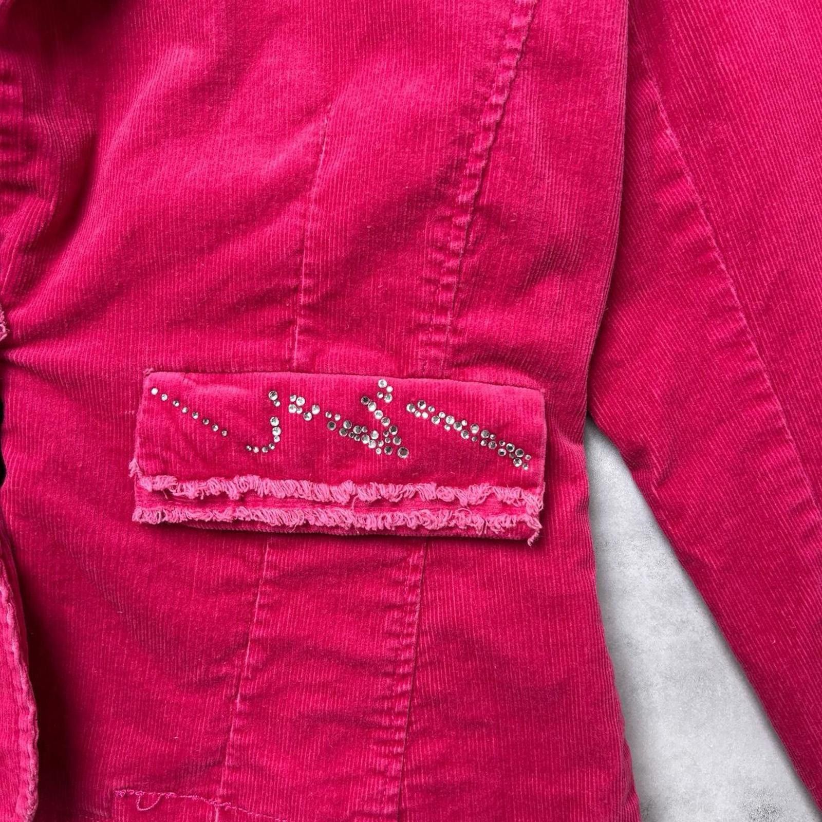 Other Y2K YS Pink Velvet jacket 00s rhinestones button jacket Size L / US 10 / IT 46 - 6 Thumbnail