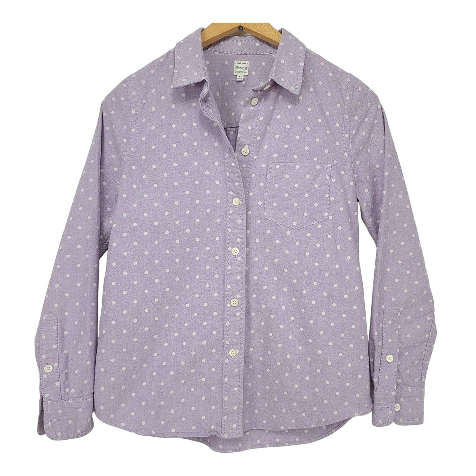Madewell Madewell Polka Dot Shrunken Boyshirt Lavender Size US XS / EU 42 / 0 - 1 Thumbnail
