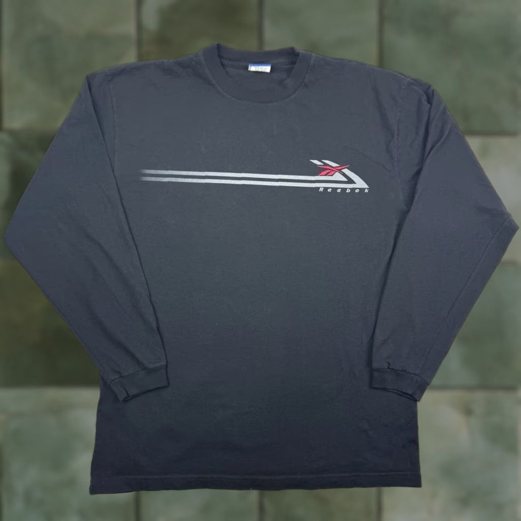 Reebok VINTAGE Reebok Long Sleeve Shirt Mens Adult Large Black 90s Y2K Embroidery Cotton Crew Neck Vintage Size US L / EU 52-54 / 3 - 1 Thumbnail