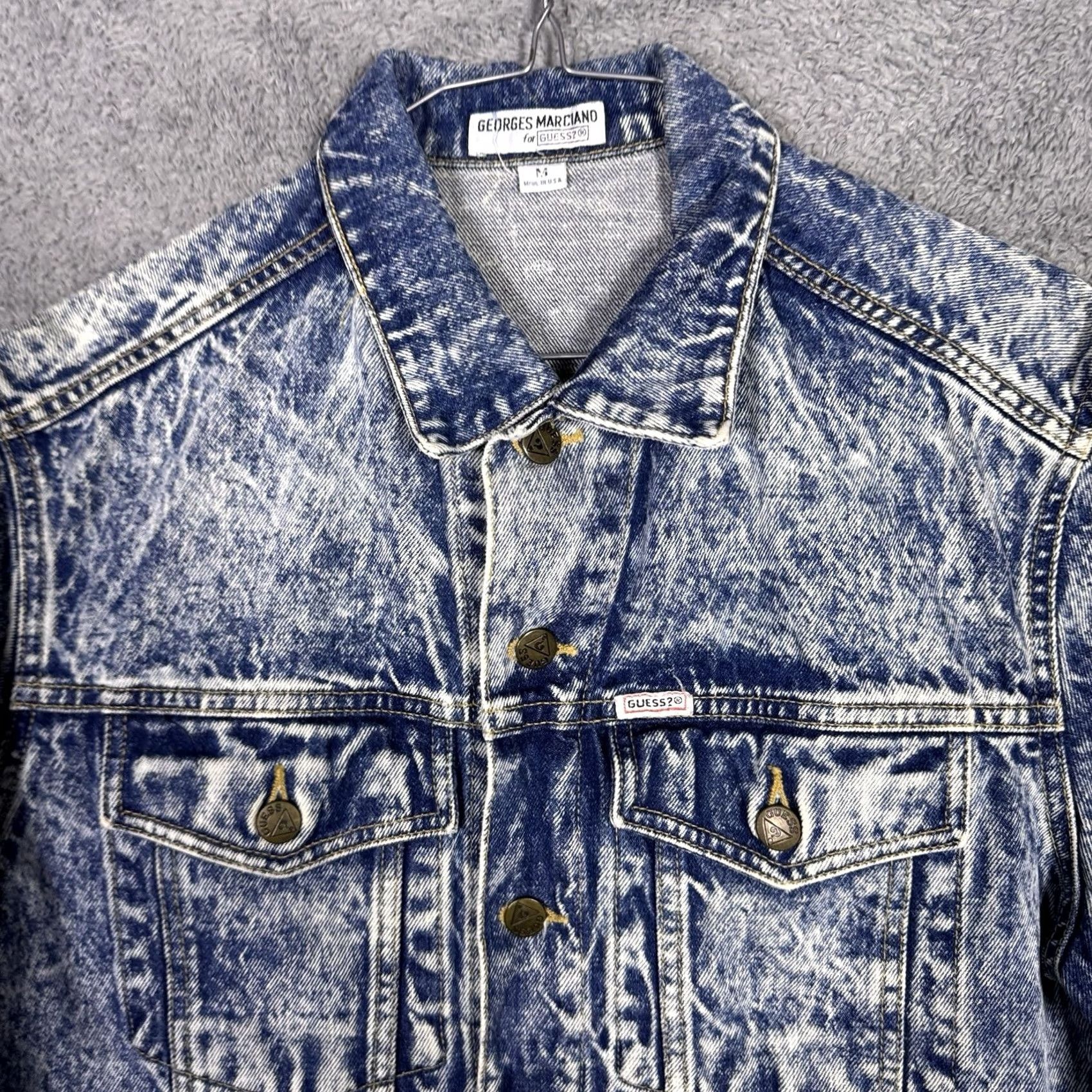 Guess VINTAGE GUESS Jacket Men M USA Made Acid 90s Denim Trucker George Marciano Size US M / EU 48-50 / 2 - 5 Thumbnail