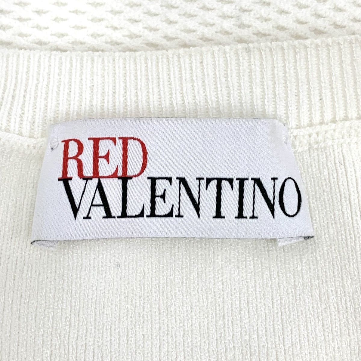 Valentino Valentino White Crew Neck Short Sleeve Knit Dress K26WX Size S / US 4 / IT 40 - 6 Thumbnail