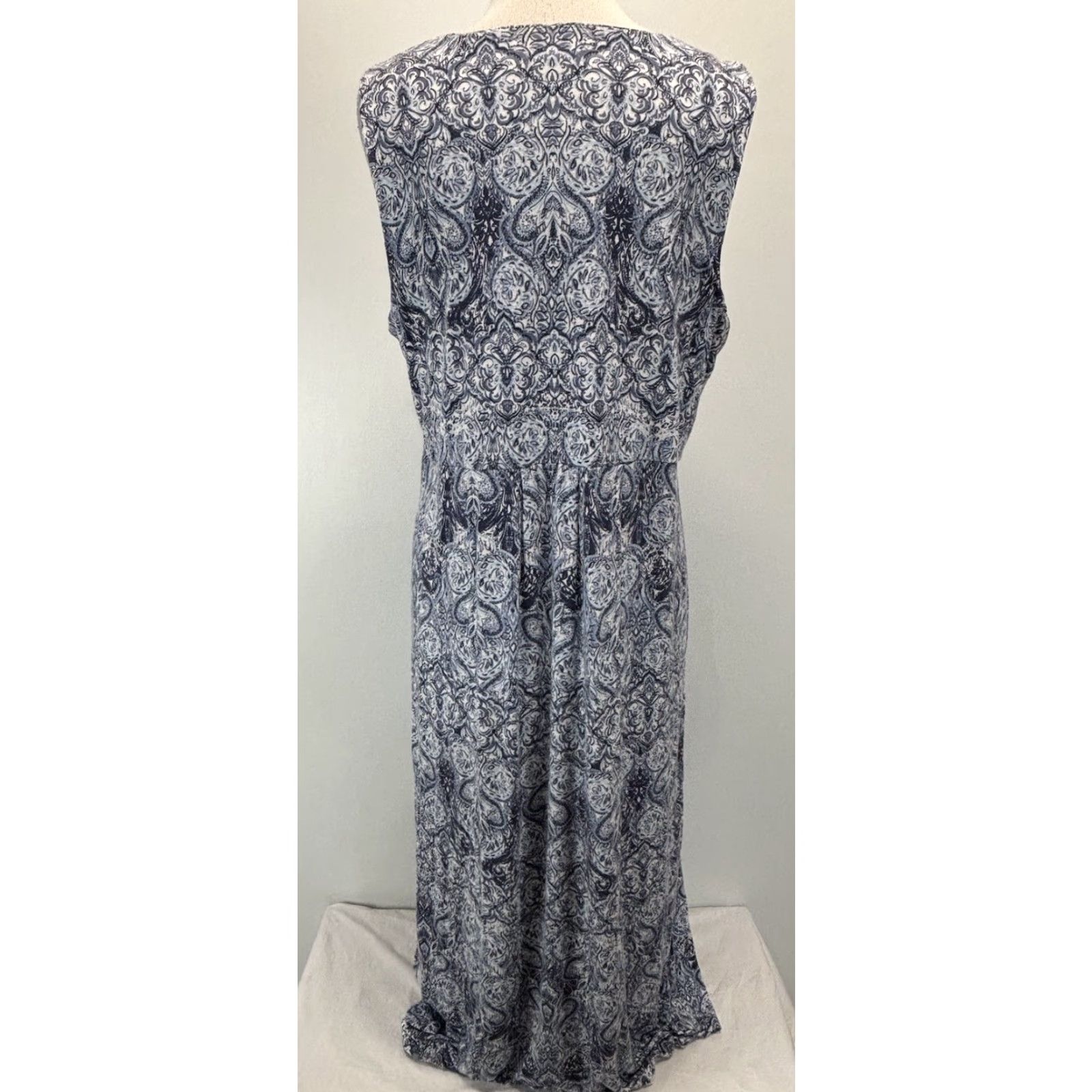 J. Jill VINTAGE J. Jill Maxi Dress Womens Large Sleeveless Jersey Dress Blue White 90s Long Pullover Size L / US 10 / IT 46 - 3 Thumbnail
