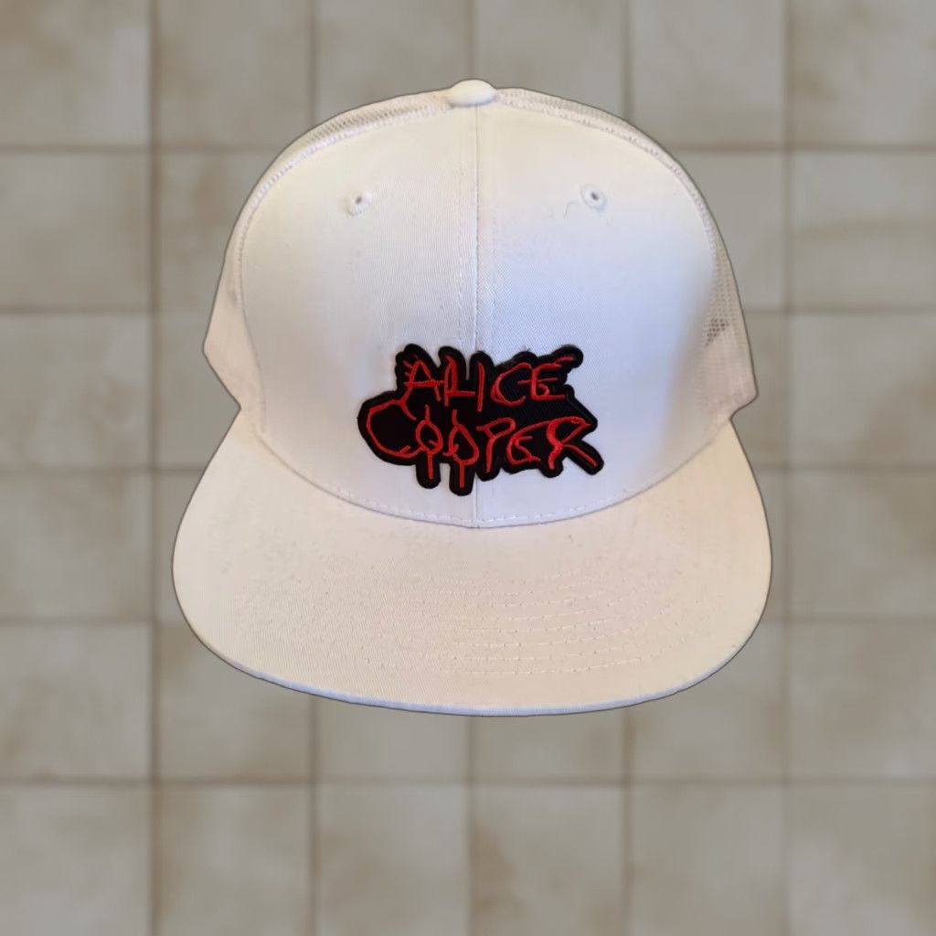 Vintage NWOT Alice Cooper Trash Band Snapback Hat Black White RARE Patch Logo Pacific Headwear Mens One Size Trucker Vintage Retro Adjustable Black Red Size ONE SIZE - 1 Thumbnail
