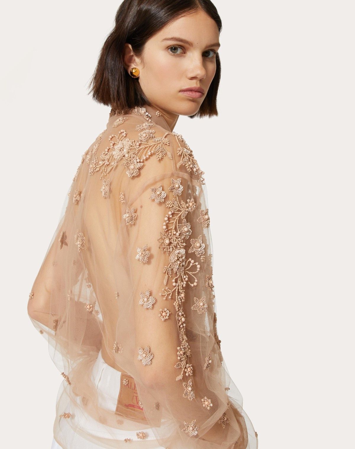Valentino o1s1wg110525 Embroidered Tulle Illusione Shirt in Multicolor Size M / US 6-8 / IT 42-44 - 5 Thumbnail