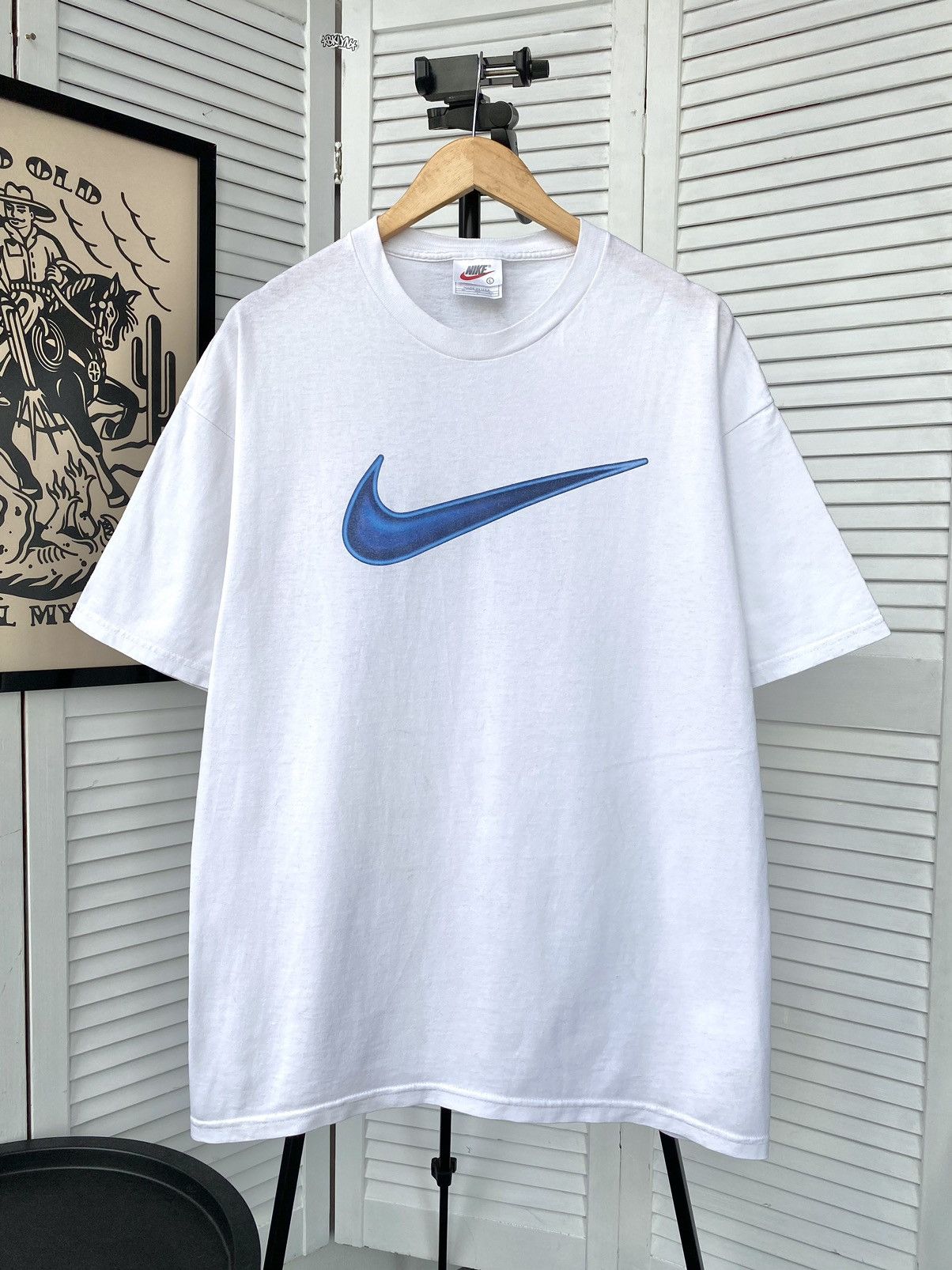 Nike Vintage Center Big Swoosh 3D Logo Baggy Tee Shirt