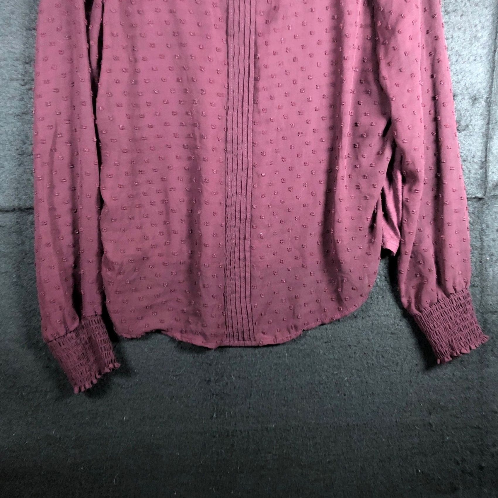 Lauren Conrad Lauren Conrad Blouse Womens Maroon Scoop Neck Lined Long Sleeve Modal Blend S Size S / US 4 / IT 40 - 3 Thumbnail