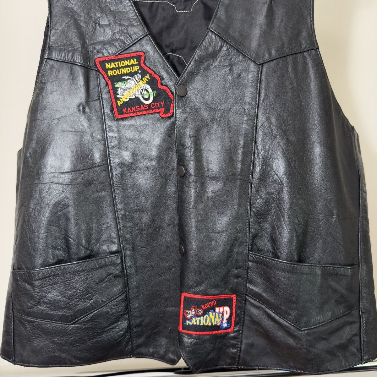 Genuine Leather Vintage Genuine Leather Vest with patches and embroidery Size US XL / EU 56 / 4 - 3 Thumbnail