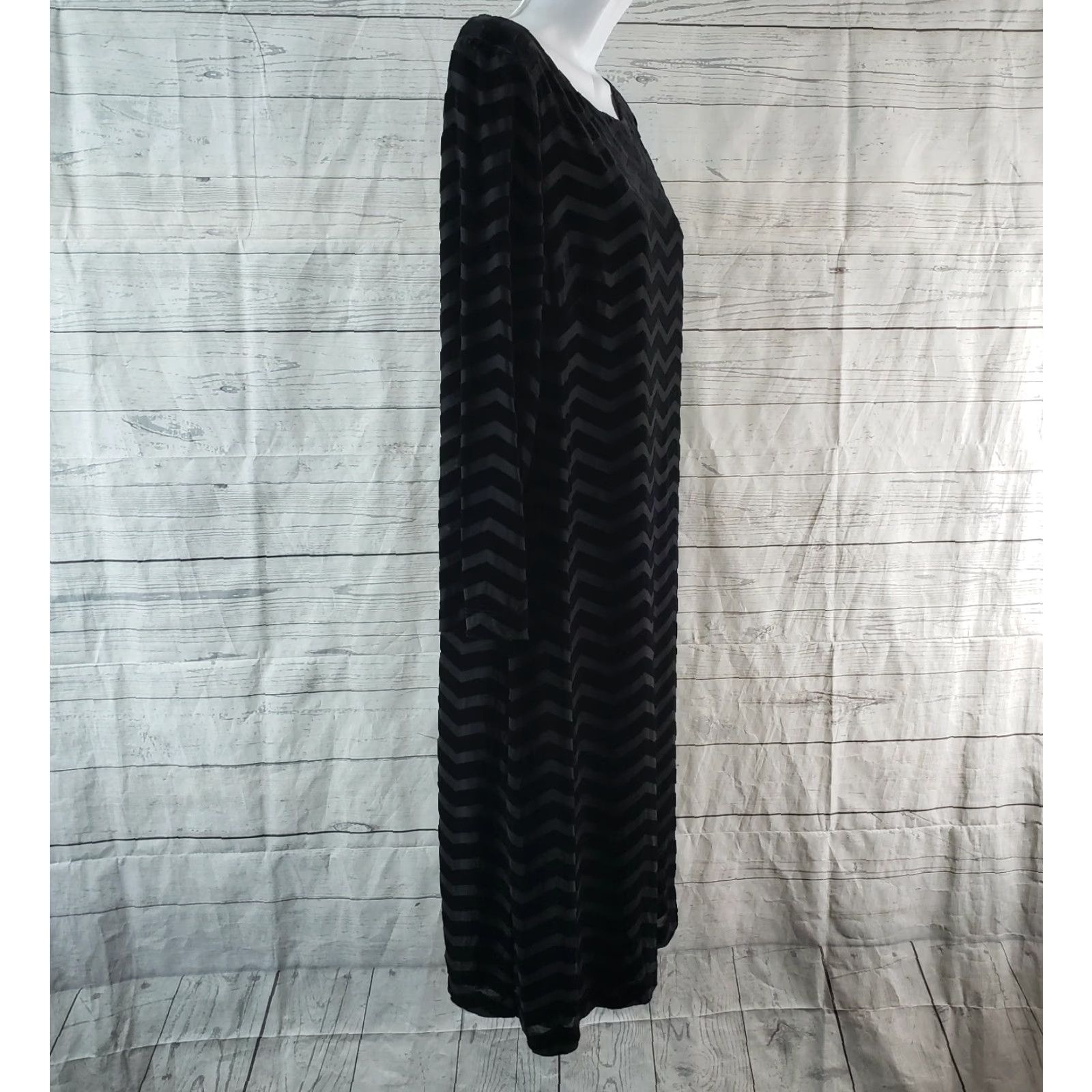 Vintage Eliza J Womens Dress Size 16 Black Chevron 3/4 Sleeve Boat Neck Zip Shift Vintage No Size XXL / US 16-18 / IT 52-54 - 3 Thumbnail