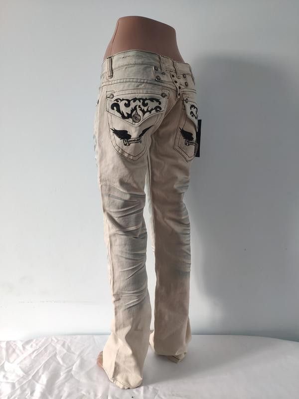 Japanese Brand Low rise Beige Jeans Bleached sz XXS Legend Jeans Size 29" - 2 Thumbnail