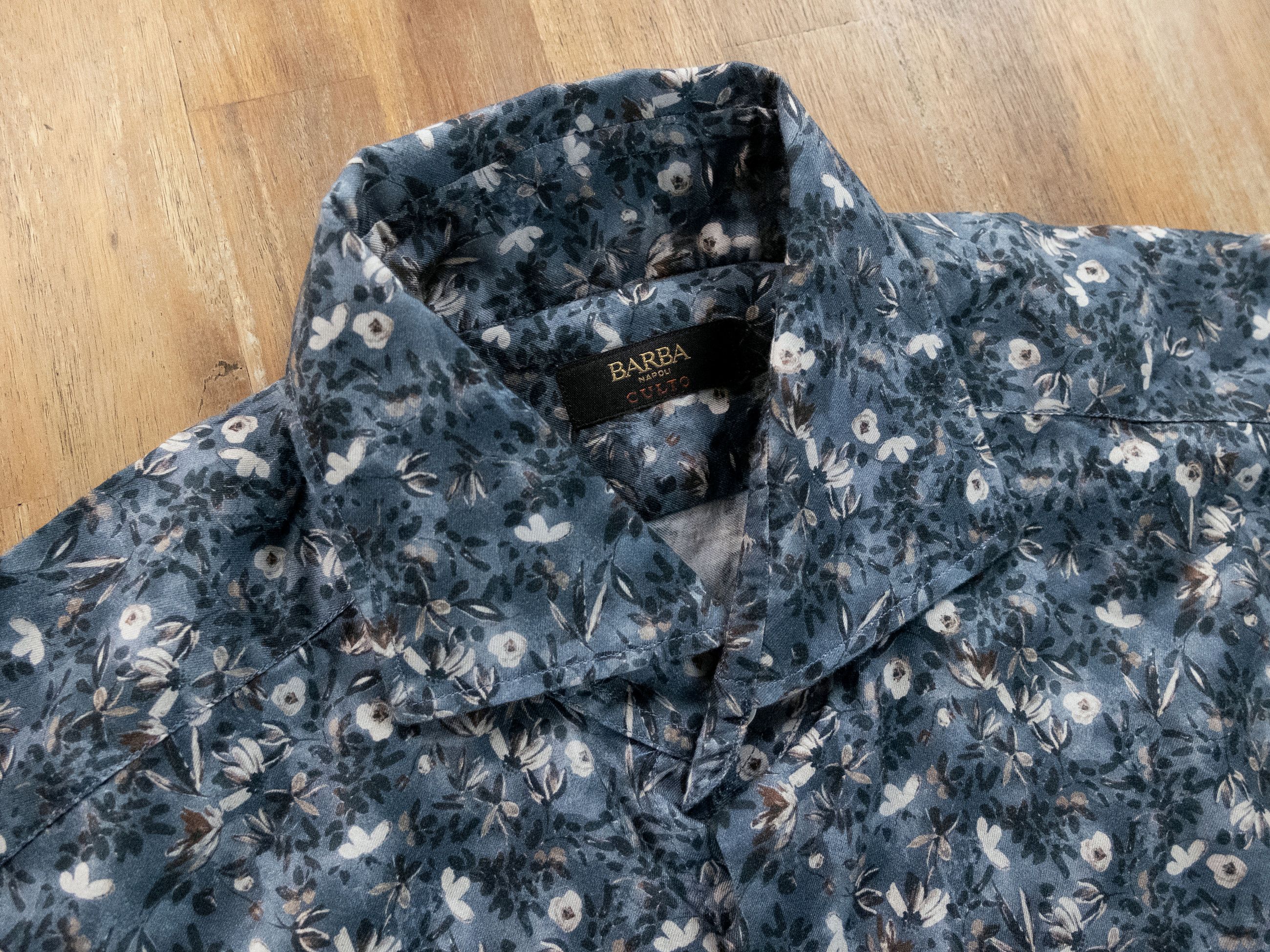 Barba Napoli BARBA Napoli Dandy Life blue floral print lightweight shirt Size US M / EU 48-50 / 2 - 2 Thumbnail