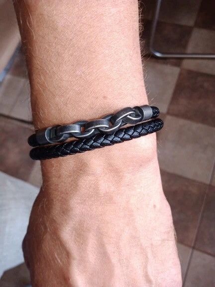 Leather Multi Layered Chain Bracelet Size ONE SIZE - 6 Thumbnail