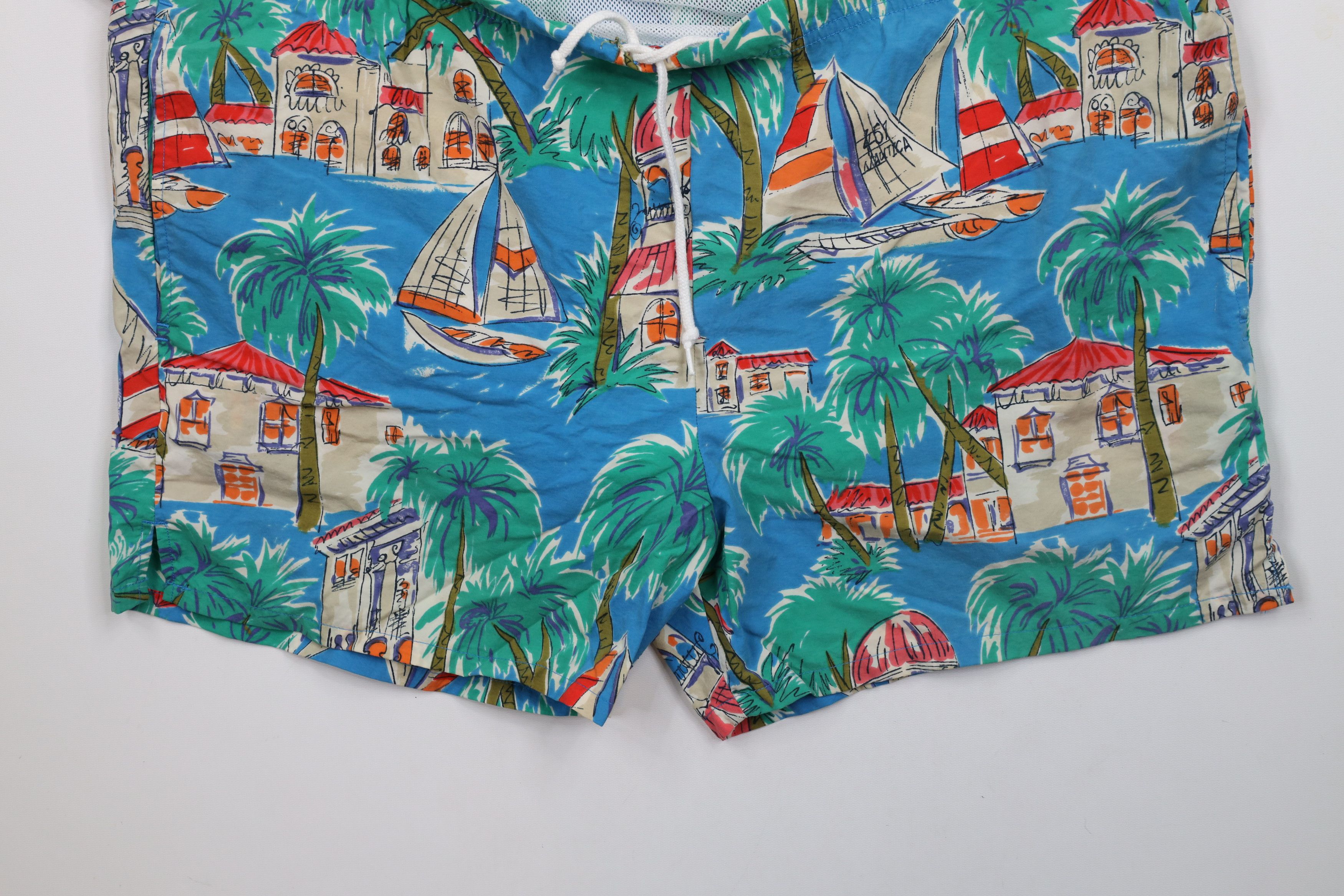 Nautica × Vintage Vintage 90s Nautica All Over Print Lined Shorts Trunks Size US 38 / EU 54 - 4 Thumbnail