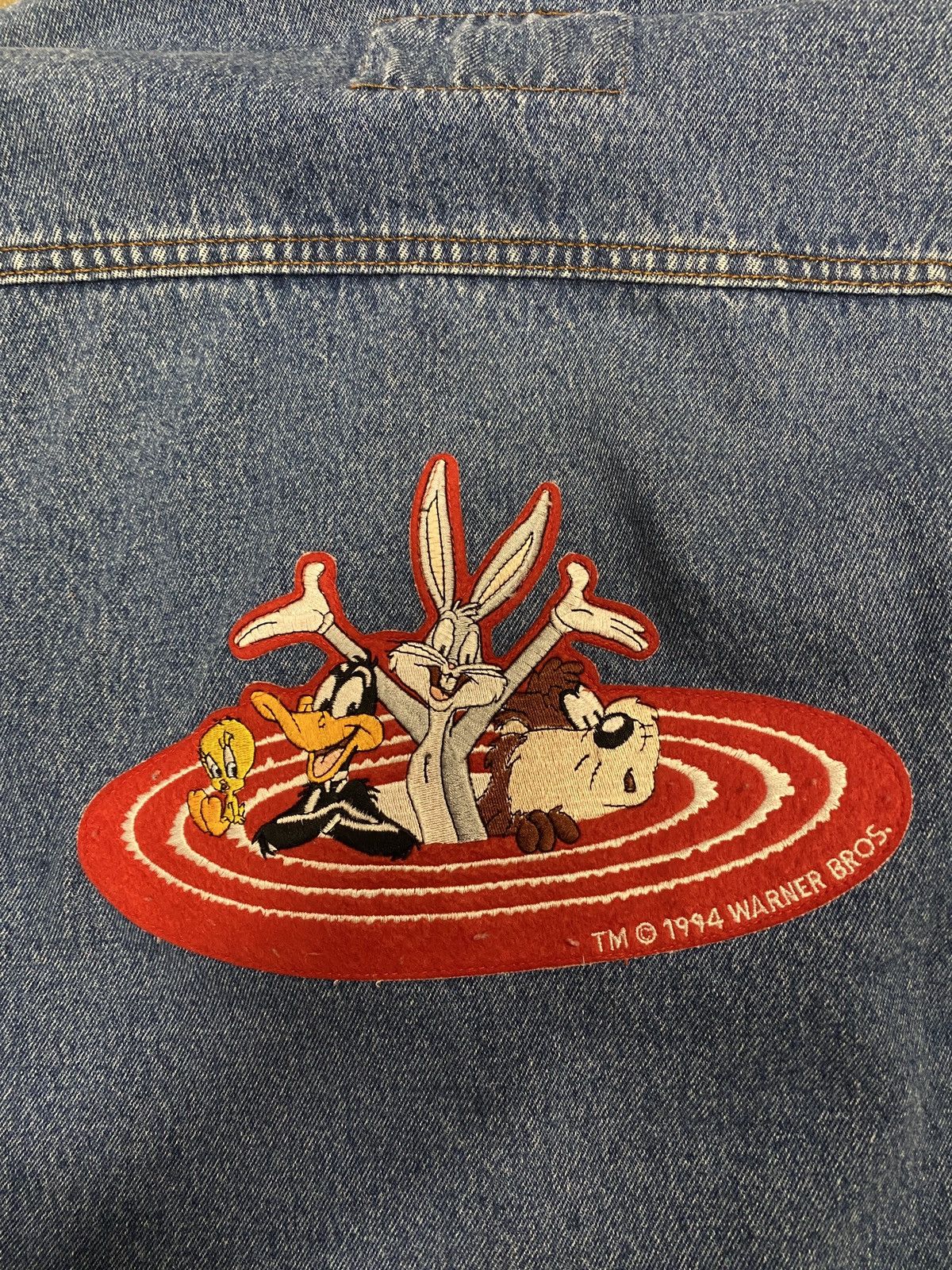 Disney × Vintage Vintage Warner Bros Looney Tunes Denim Varsity Jacket Size US L / EU 52-54 / 3 - 5 Thumbnail