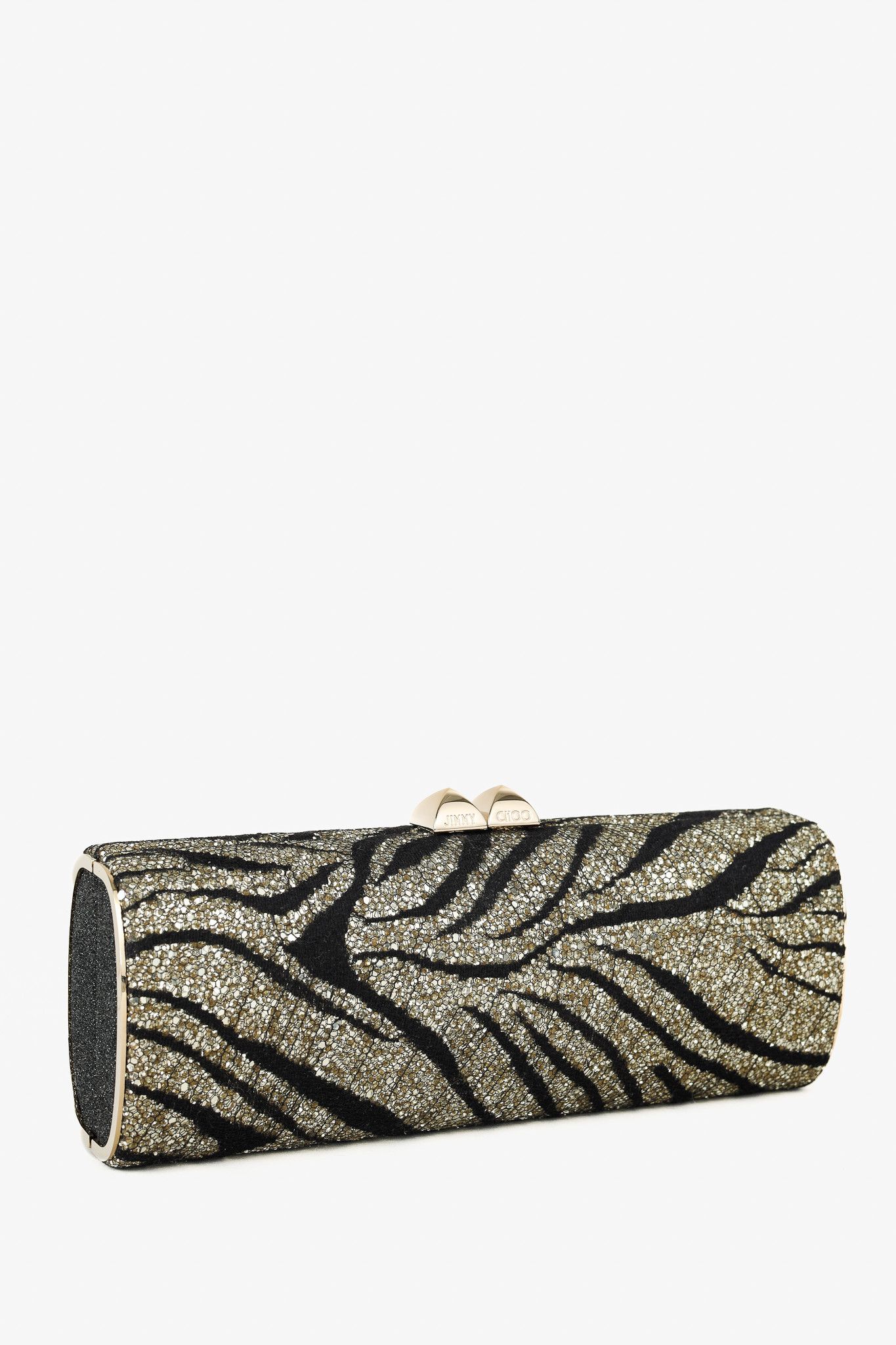 Jimmy Choo Jimmy Choo Gold & Black Glitter Zebra Stud-Clasp Clutch Size ONE SIZE - 2 Thumbnail
