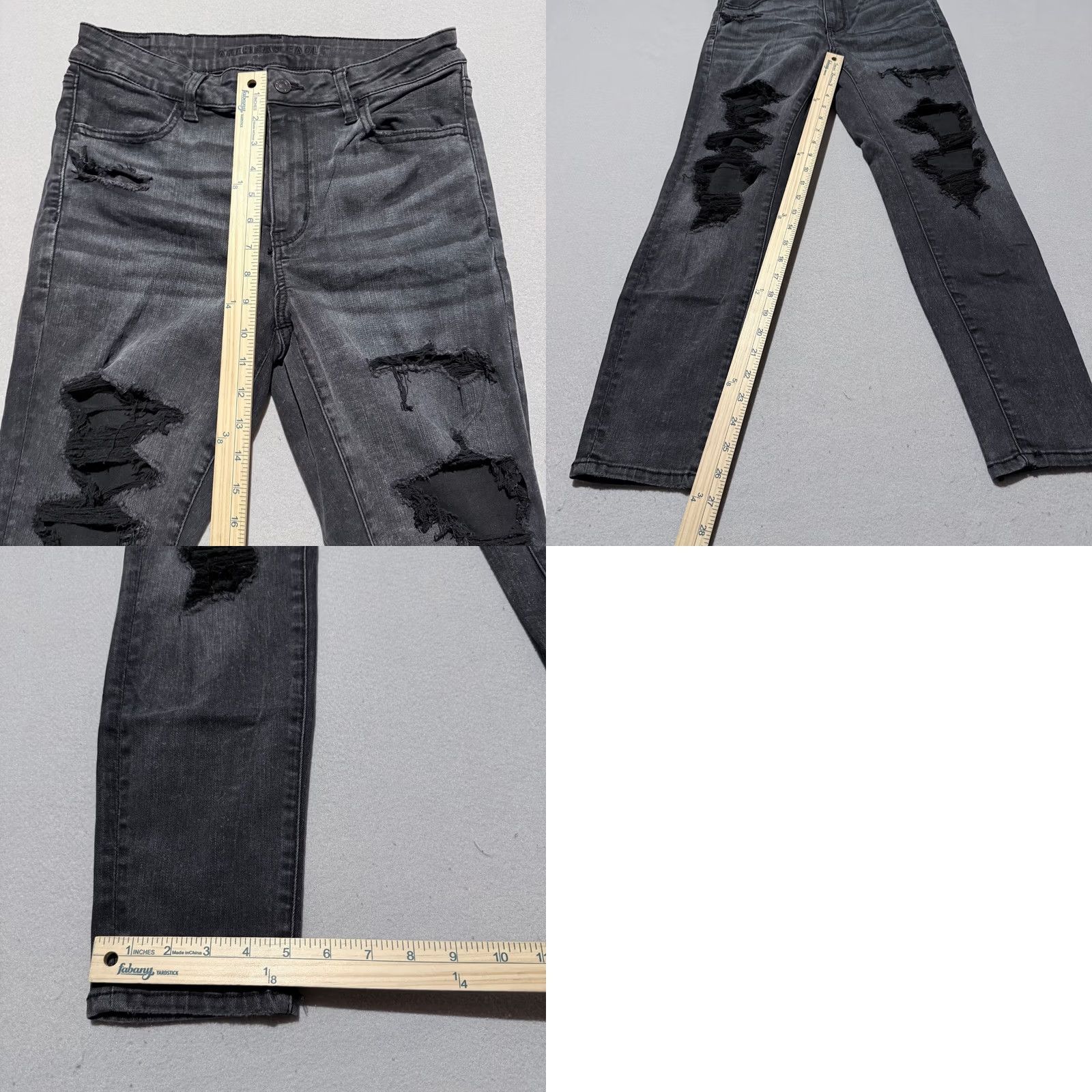 American Eagle Outfitters American Eagle Jeans Women Denim Stretch Ripped Distressed Skinny - 12 Short Black 5-Pocket Style Jeans Mens Womens Boys Girls Size 34" / US 12 / IT 48 - 9 Thumbnail