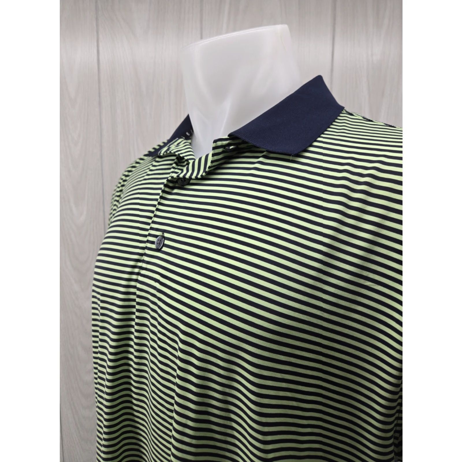 Footjoy FootJoy Polo Mens L Green Black Striped Golf Collared Short Sleeve Button Shirt Size US L / EU 52-54 / 3 - 5 Thumbnail