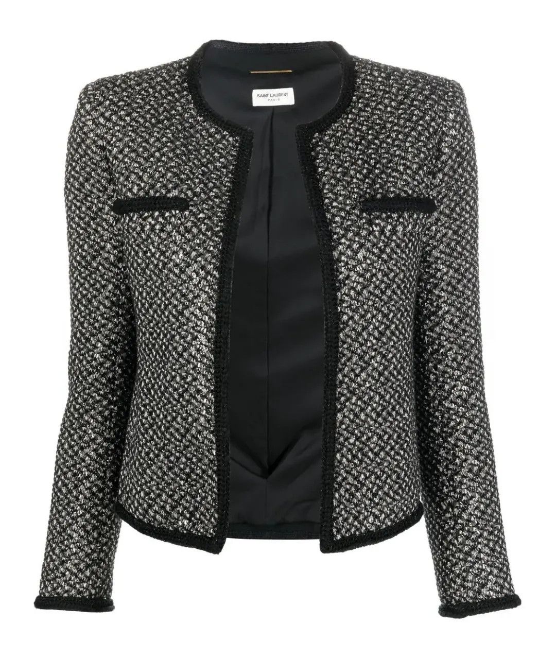 Saint Laurent Paris o1bcso1str1124 Tweed Jacket in Black Size S / US 4 / IT 40 - 1 Thumbnail