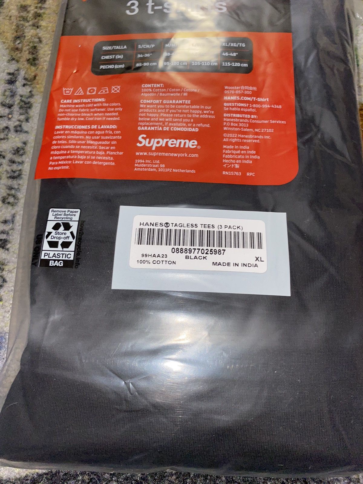 Hanes × Supreme Supreme Tagless Tees (3 Pack) XLARGE Size US XL / EU 56 / 4 - 2 Thumbnail