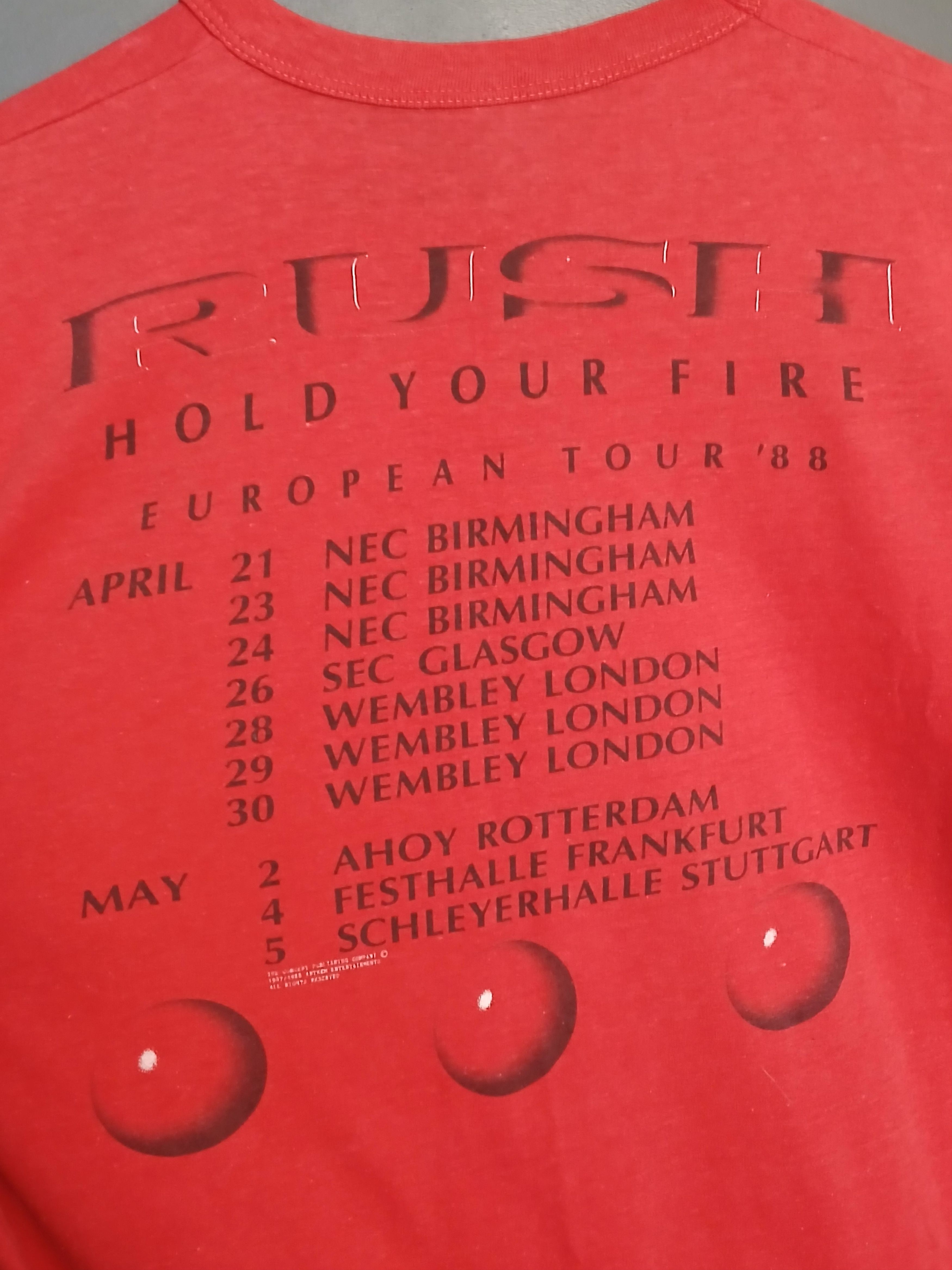 Band Tees × Vintage Vintage 1988 Rush Hold Your Fire European Tour T-Shirt Size US M / EU 48-50 / 2 - 4 Thumbnail