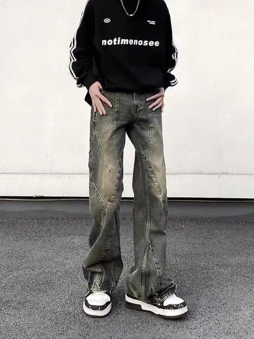 VIBE High Street Vintage Washed Spliced Micro Flare Jeans Size US 30 / EU 46 - 3 Thumbnail