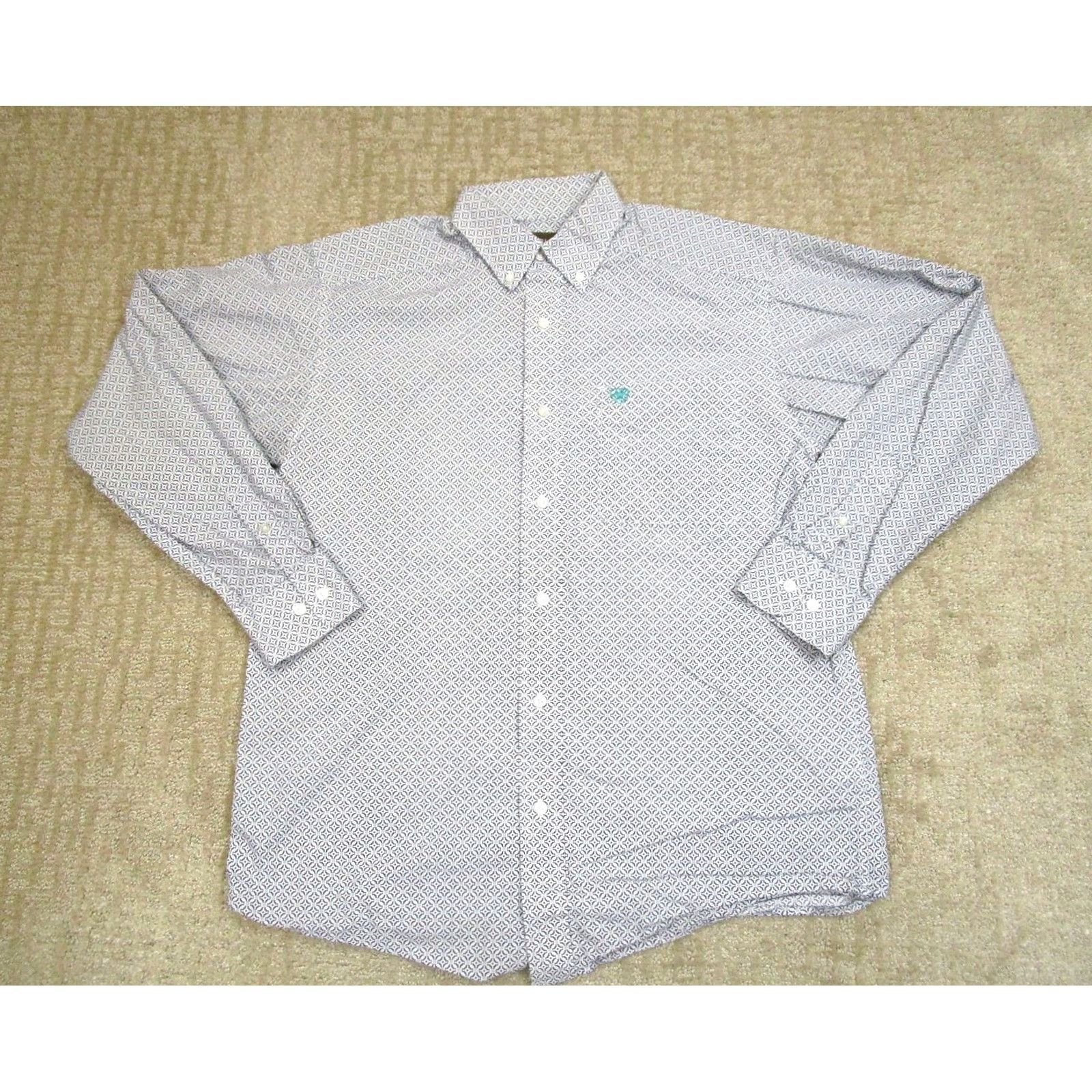 Ariat Ariat Shirt Men Medium White Geometric Western Long Sleeve Button-Up Cowboy Rodeo Size US M / EU 48-50 / 2 - 2 Thumbnail