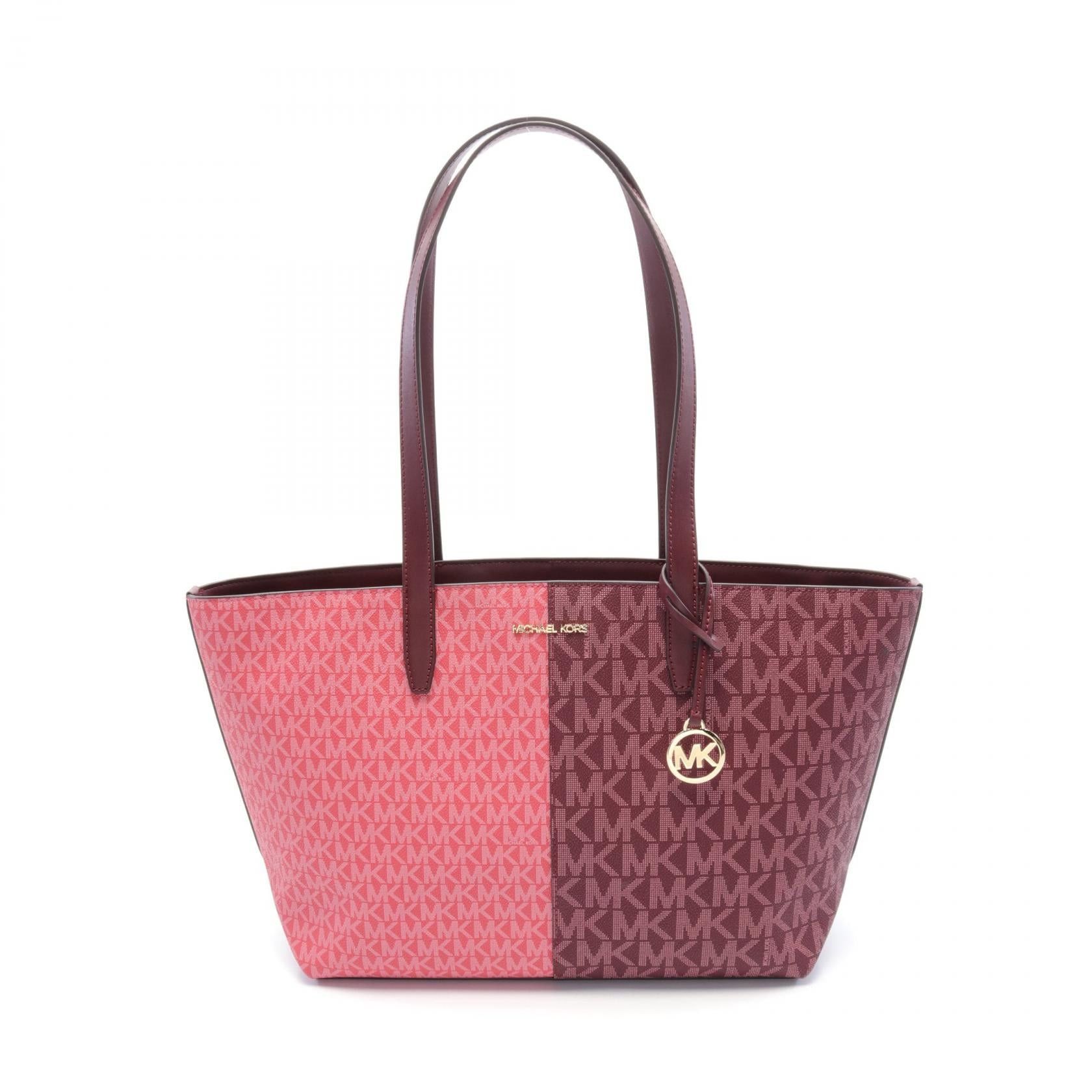 Michael Kors Michael Kors Jet Set Travel Handbag Tote Bag Coated Canvas Leather Pink Bordeaux Size ONE SIZE - 1 Thumbnail