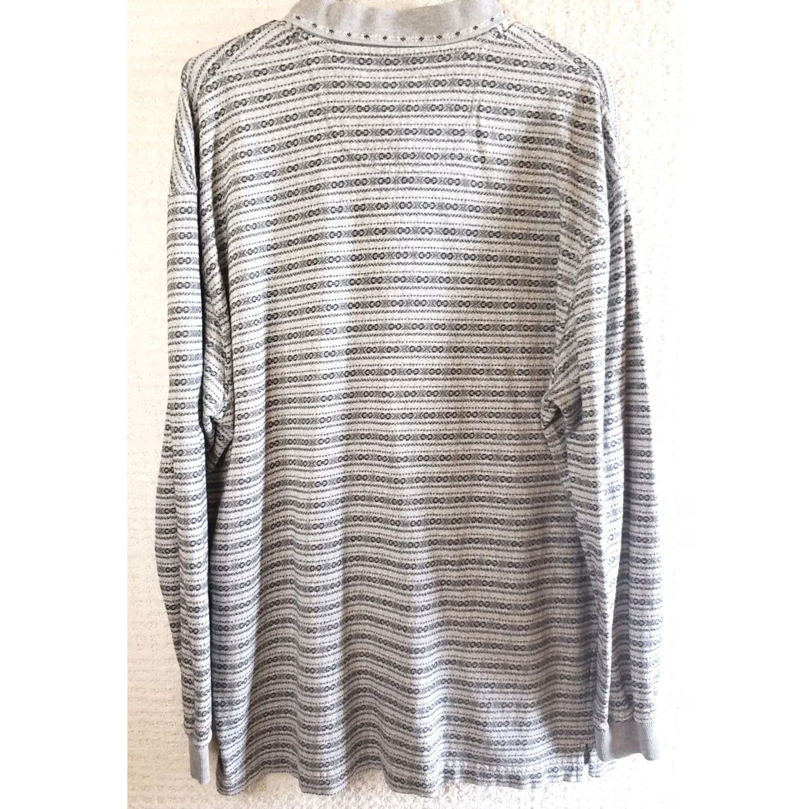 Vintage Robert Stock Men XL Golf Casual Shirt Long Sleeve Pullover Striped Geometric Pattern Size US XL / EU 56 / 4 - 5 Thumbnail