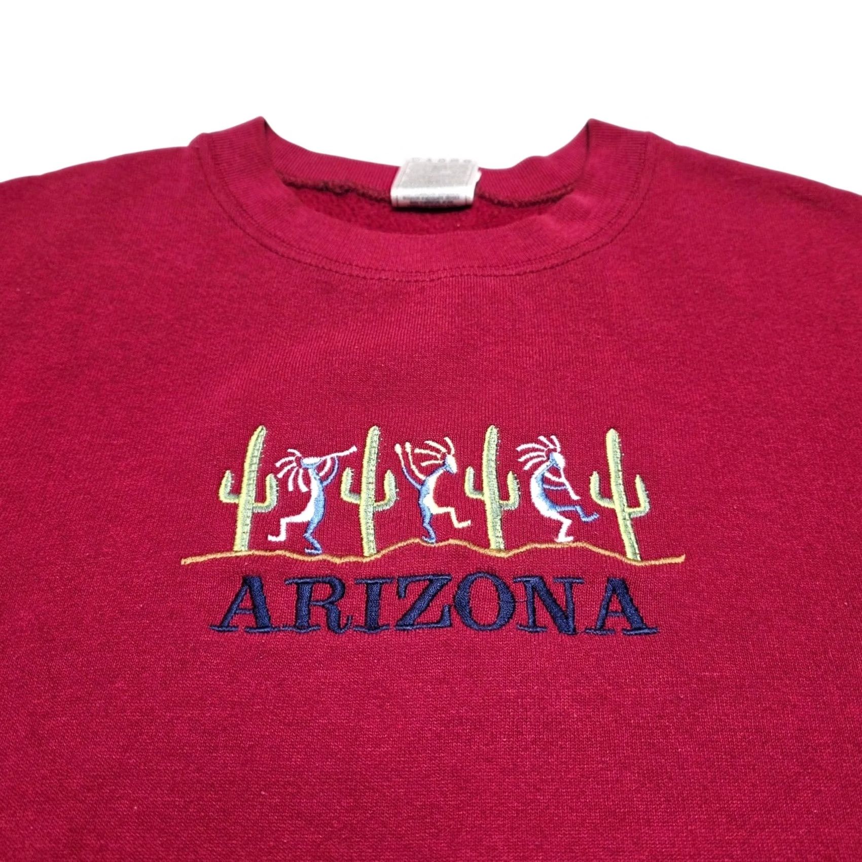 Fruit Of The Loom VINTAGE Arizona Sweatshirt Maroon Cactus Native Desert Embroidered Men's Medium Size US M / EU 48-50 / 2 - 2 Thumbnail