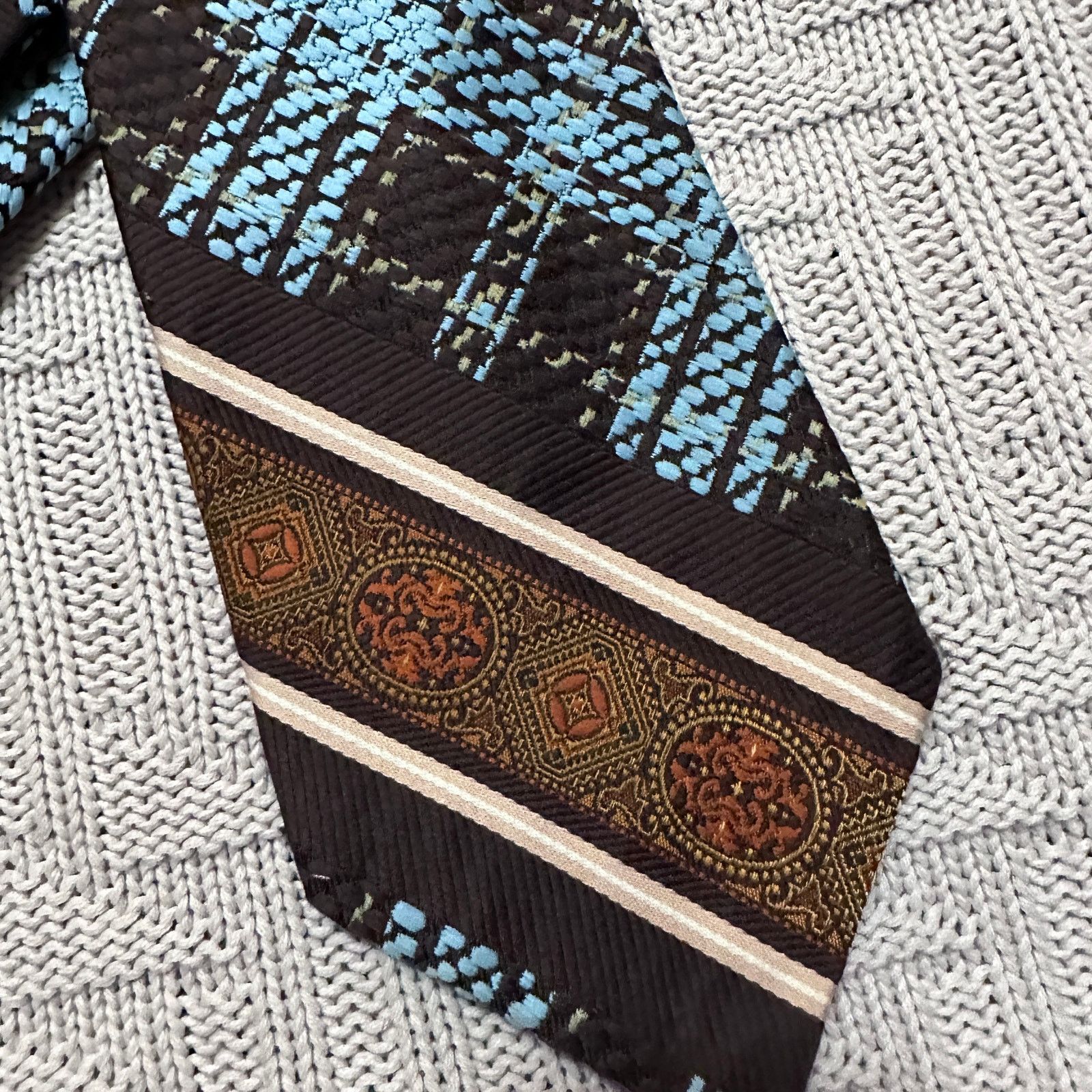 Vintage Vintage Qiana brown and orange patterned men's tie Size ONE SIZE - 2 Thumbnail