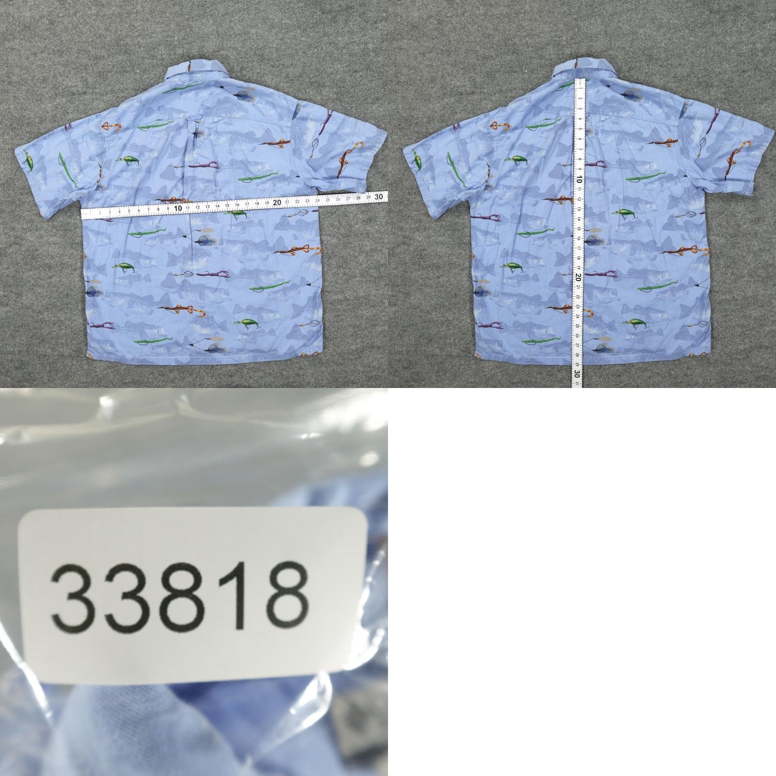 Vintage Columbia Shirt Mens Large Blue Short Sleeve Button Down Fishing Lure Pattern Size US L / EU 52-54 / 3 - 8 Thumbnail