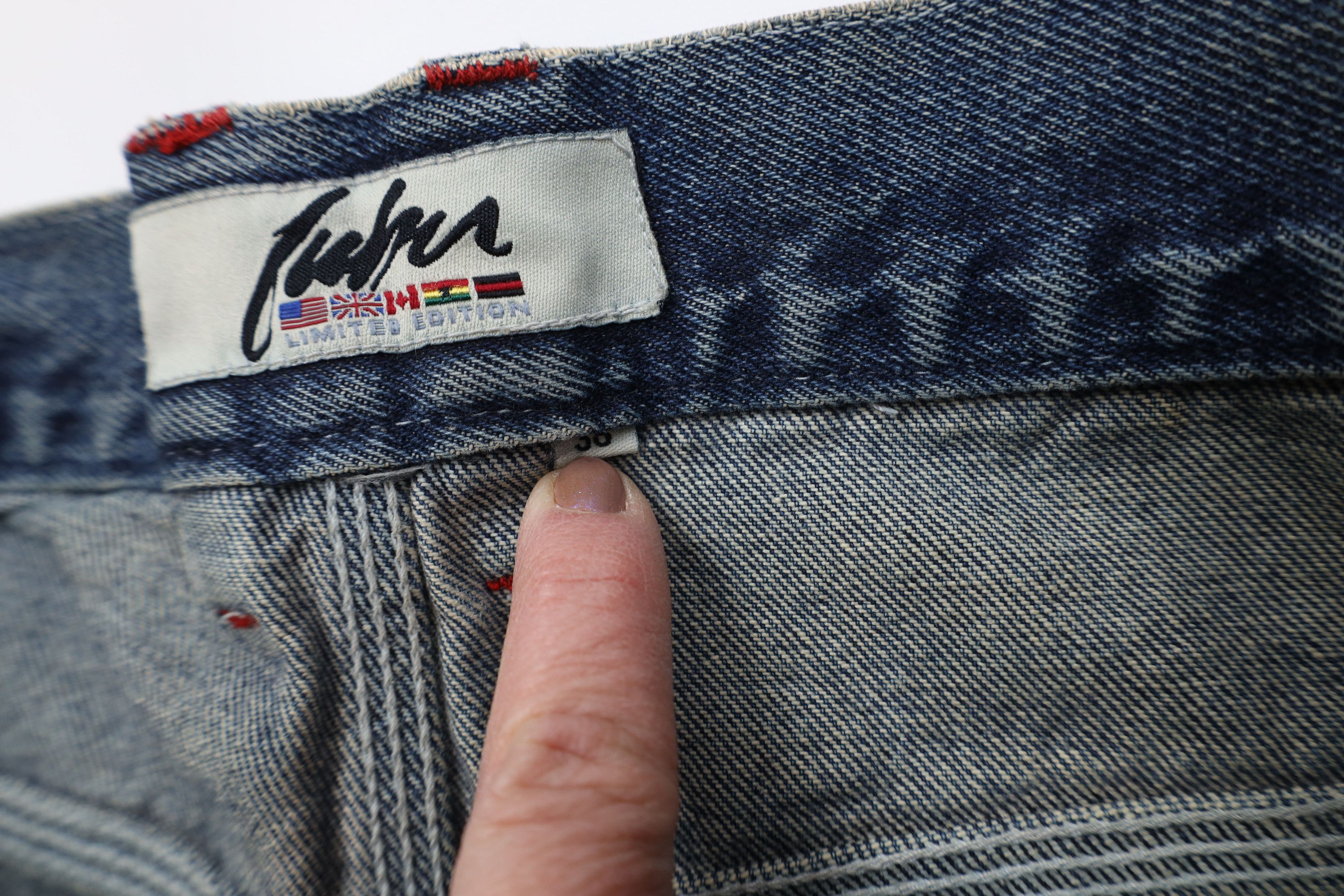 Fubu Vintage 90s FUBU Spell Out Baggy Wide Leg Denim Jeans Blue Size US 38 / EU 54 - 11 Thumbnail