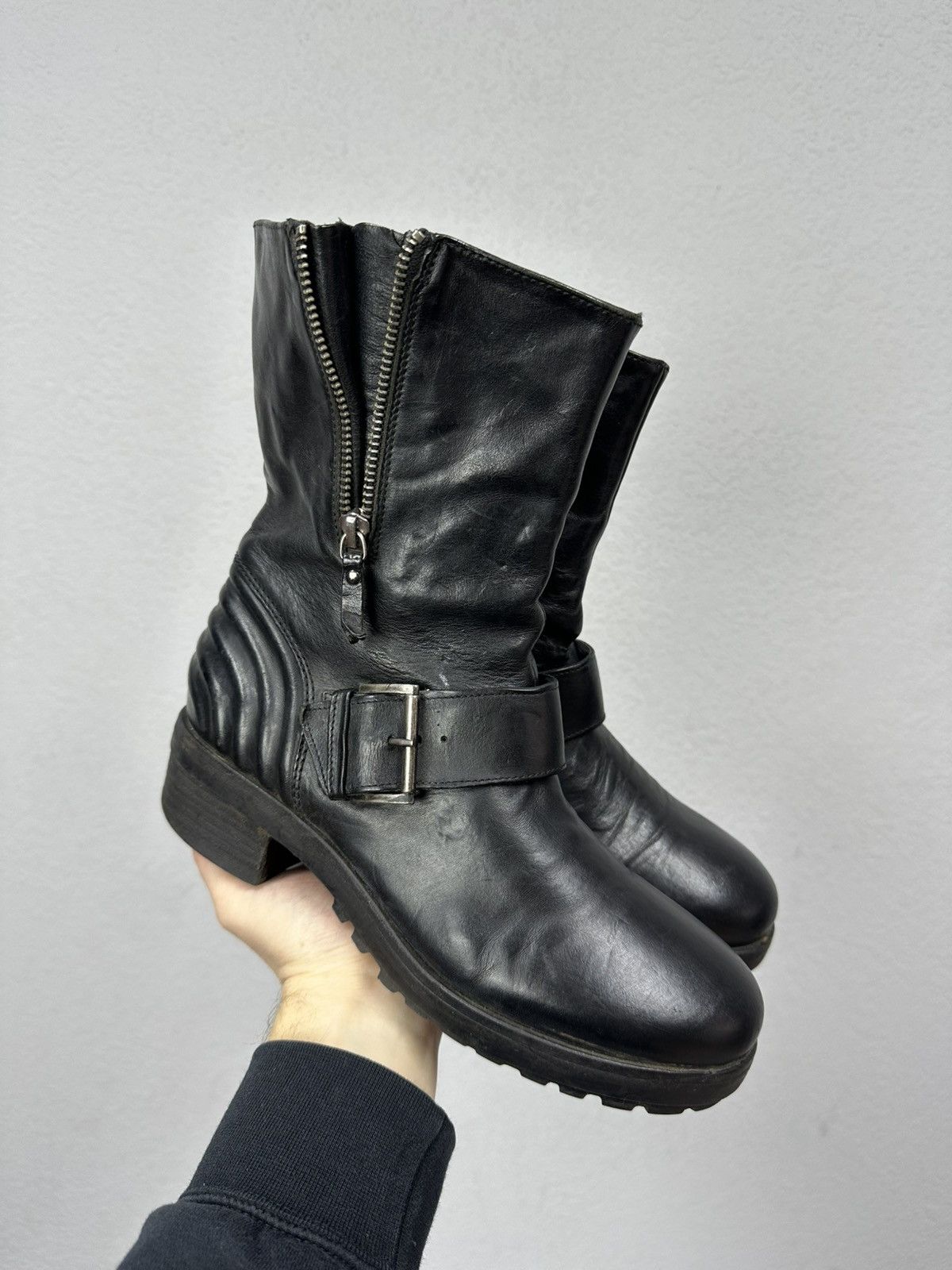 A.S.98 Vintage AS 98 Rick Owens Style Zip Ankle Leather Biker Boots Size US 8 / IT 38 - 1 Thumbnail
