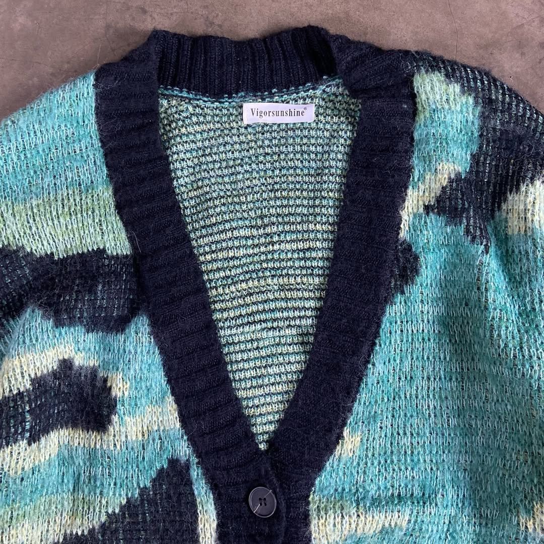 Aran Isles Knitwear × Vintage VIGORSUNSHINE Mohair Cardigan Size US M / EU 48-50 / 2 - 4 Thumbnail