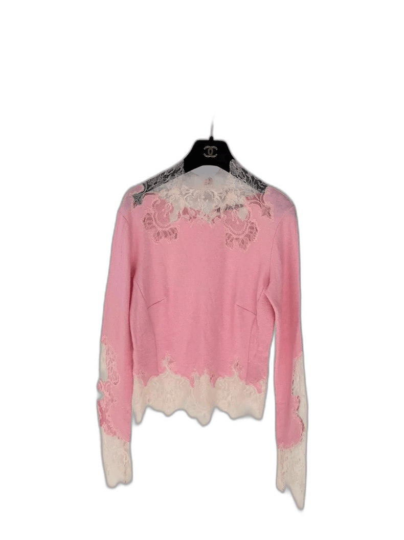 Ermanno Scervino Pink Lace Knitted Top by Ermanno Scervino Size M / US 6-8 / IT 42-44 - 1 Thumbnail