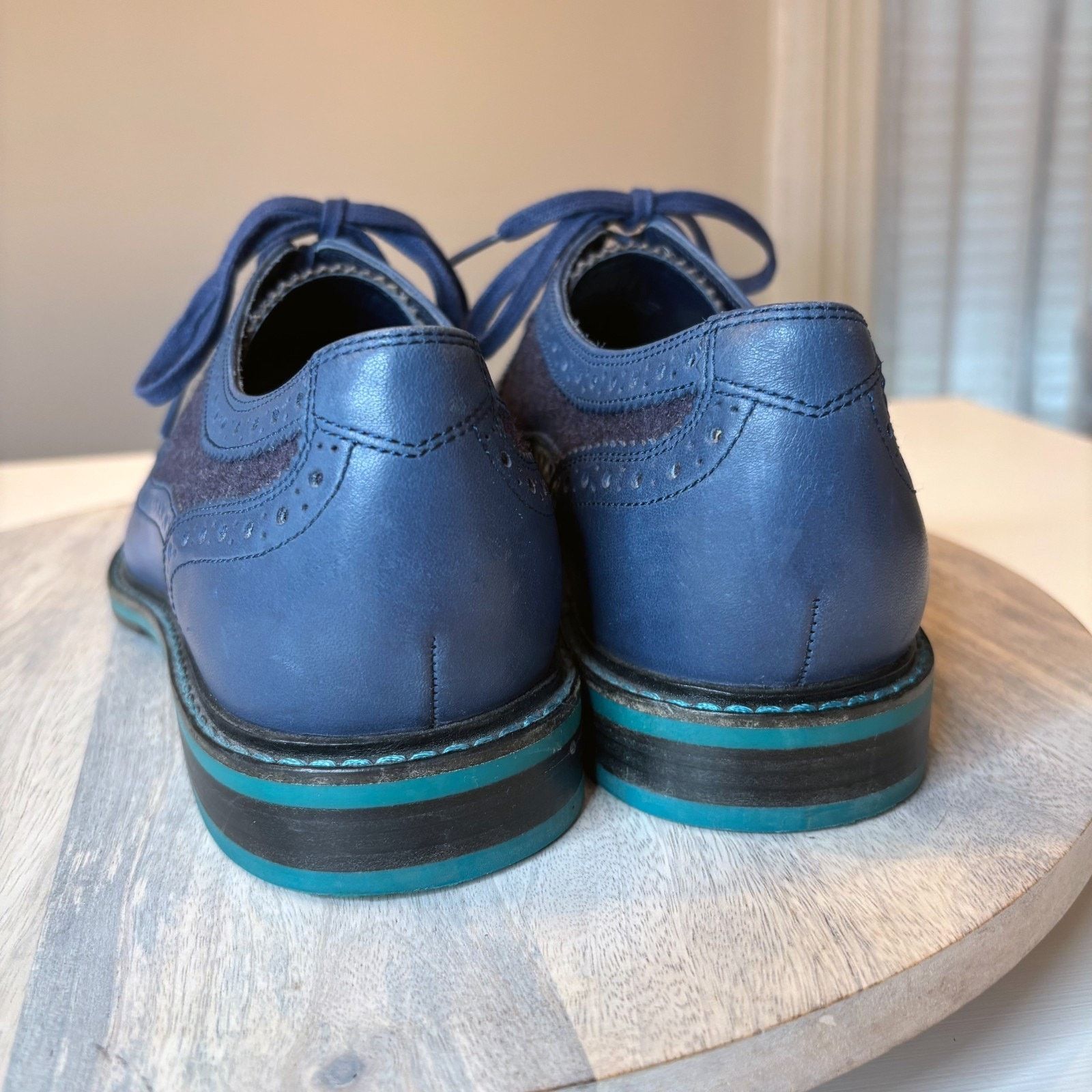 Cole Haan Cole Haan Men’s Wingtip Blue Leather Suede Dress Shoes Sz 9 Size US 9 / EU 42 - 7 Thumbnail