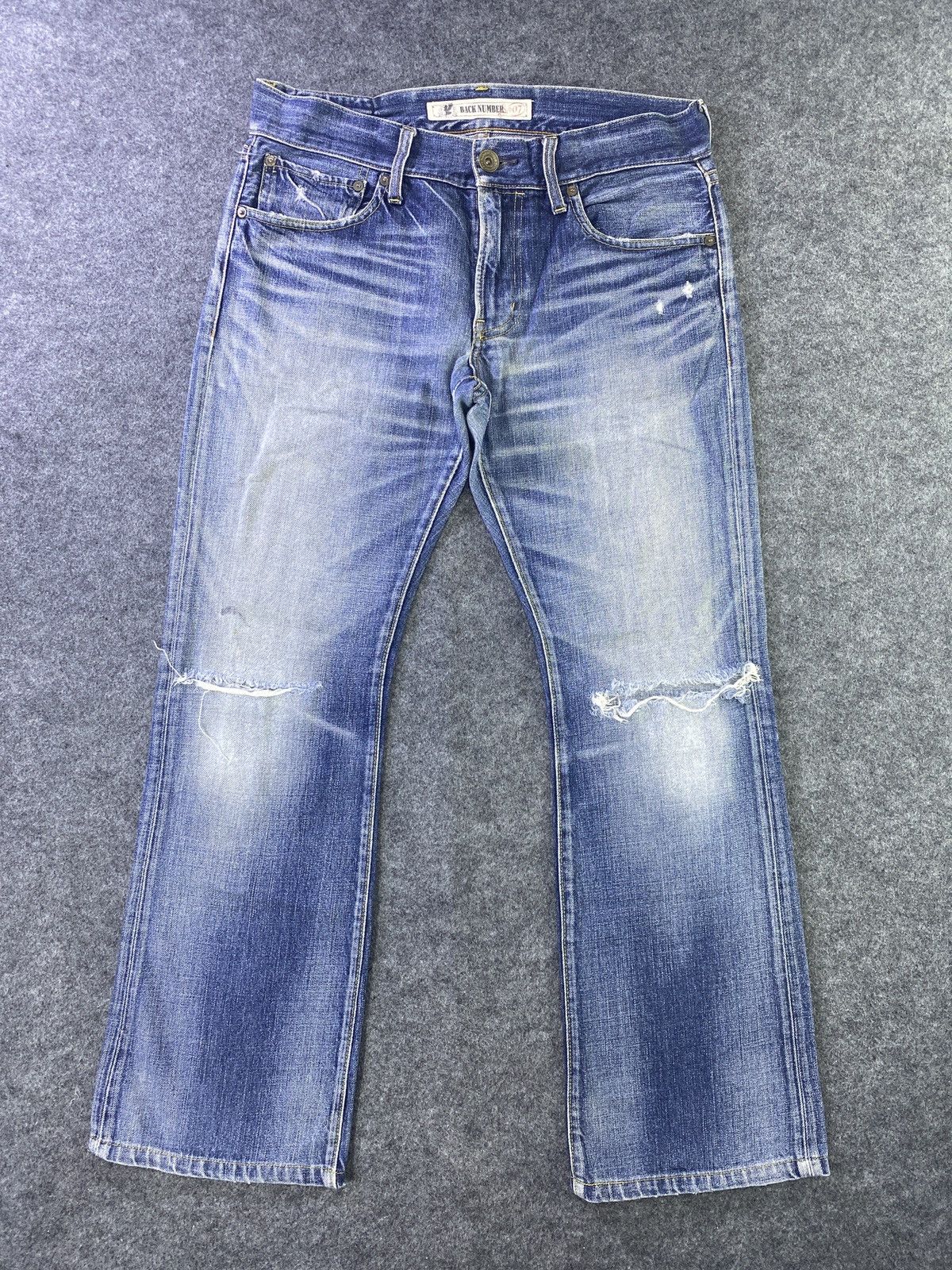 image of Back Number Distressed Blue Wash Jeans - J936, Men's (Size 32)