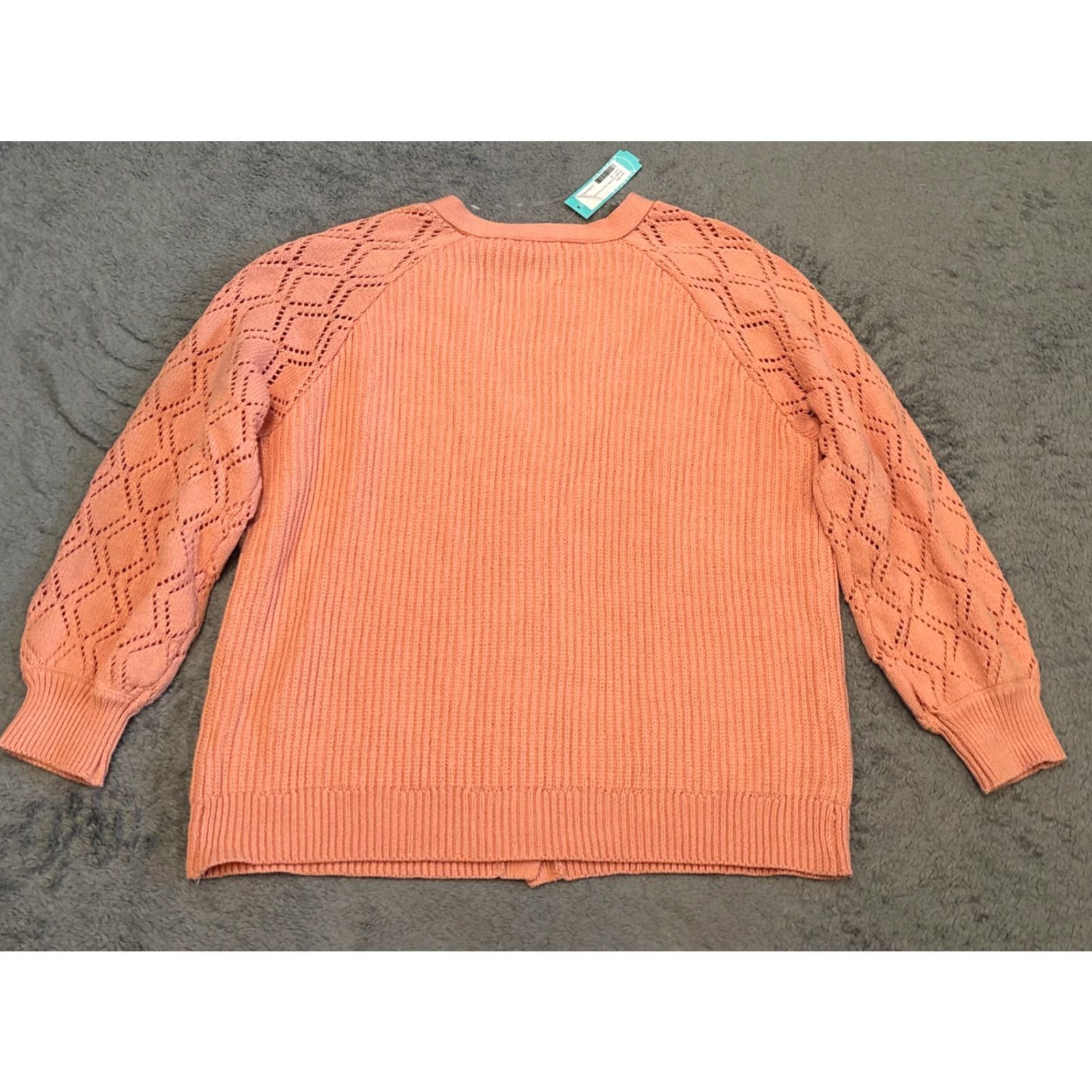 Vintage Love Ellie Cardigan Sweater Womens 1X Peach Long Sleeve V-Neck Button Front Size XL / US 12-14 / IT 48-50 - 5 Thumbnail
