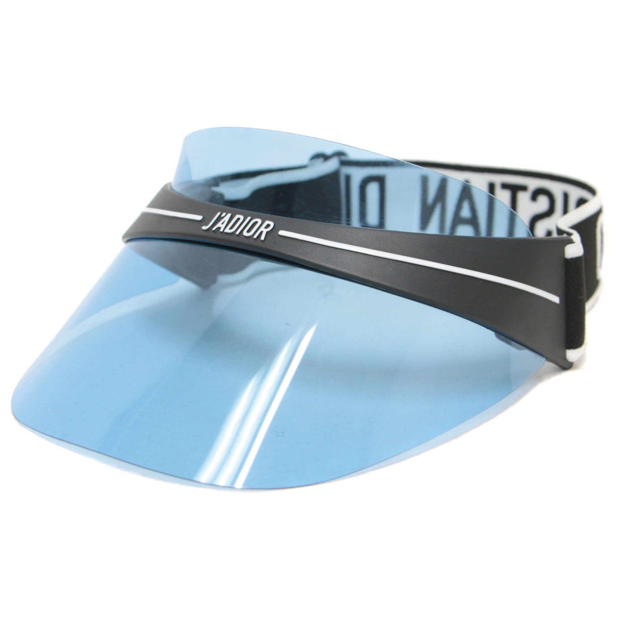 image of Christian Dior Sun Visor Blue Black Logo Tape Rubber Band Club1 Sports Casual, Women's