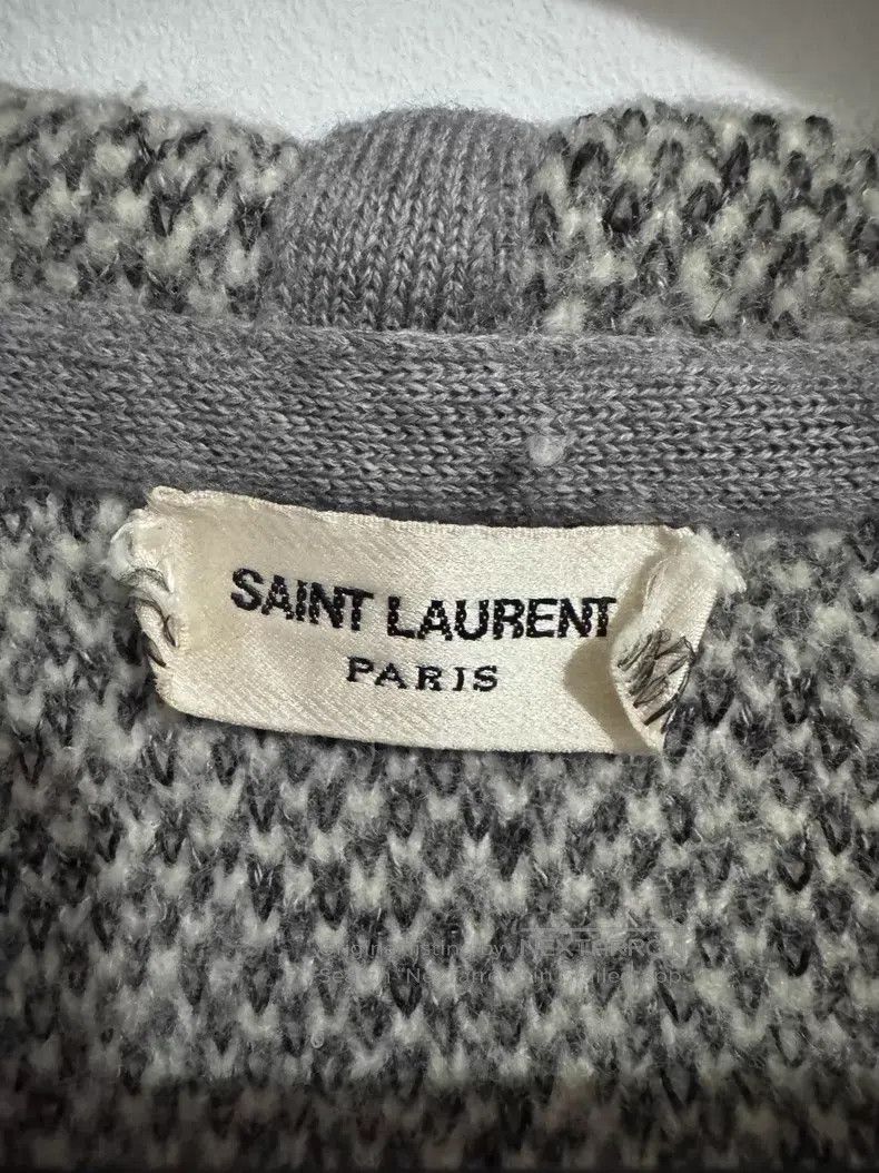 Saint Laurent Paris Saint Laurent Paris Grey and White Fringe Lightning Hooded Size US M / EU 48-50 / 2 - 5 Thumbnail