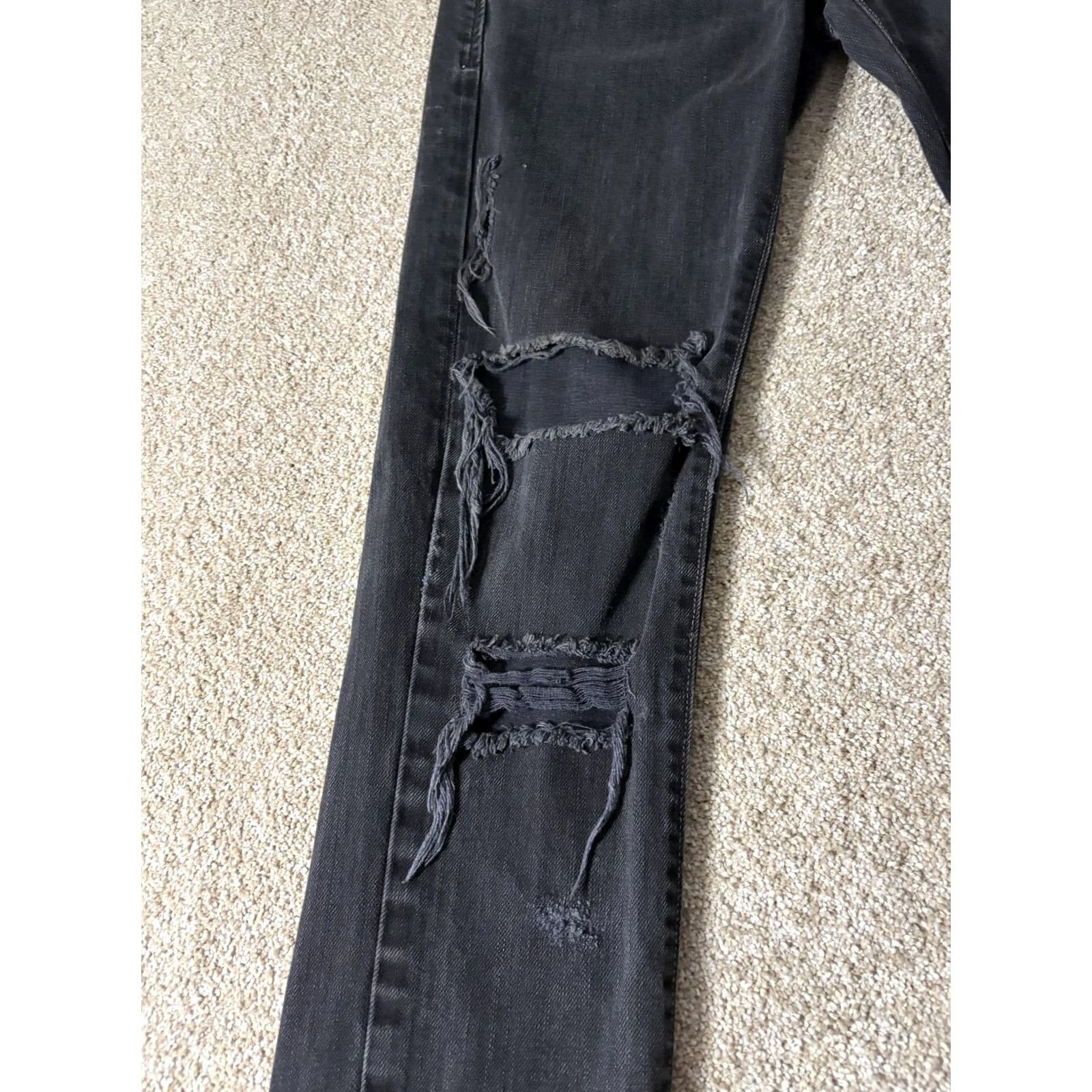Levi's Levi's 511 Skinny Jeans Mens 31x30 Charcoal Gray Denim Distressed Ripped Slim Fit Casual Everyday Jeans Size US 31 - 4 Thumbnail