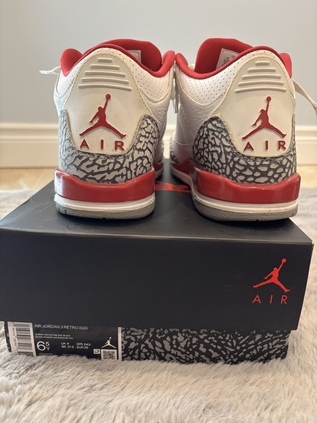 Jordan Brand Jordan 3 Retro Red Cardinals Size US 6.5 / EU 39-40 - 4 Thumbnail