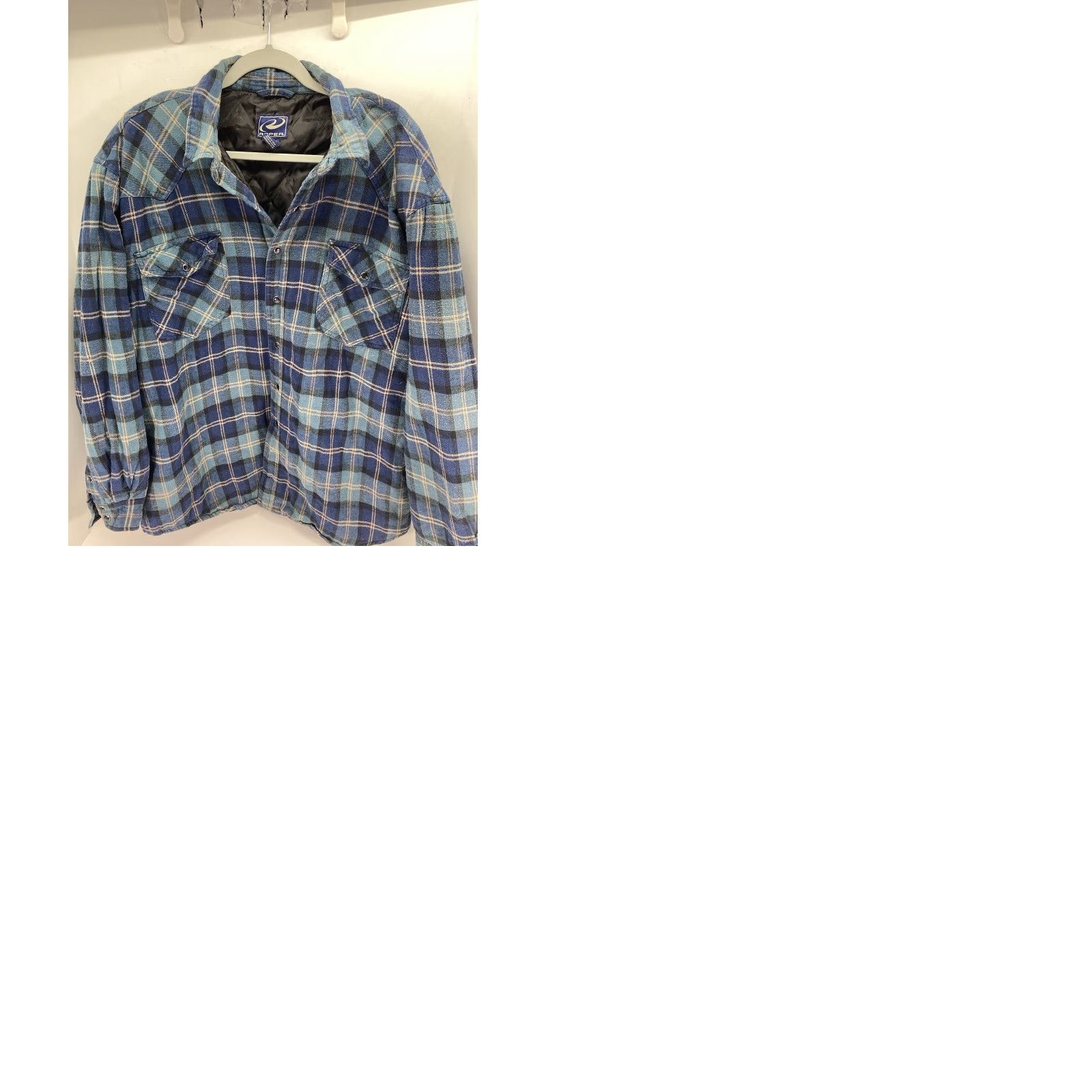 Roper VINTAGE Roper Plaid Flannel Shirt Jacket Pearl Snap Shacket Men L Blue Quilted Rodeo Shirt Man Large Blue Plaid Rodeo Size US L / EU 52-54 / 3 - 9 Thumbnail