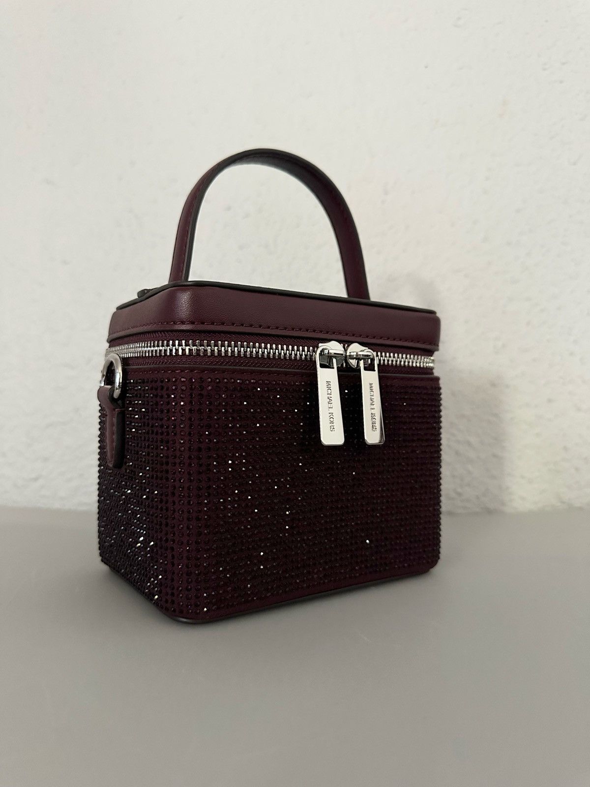 Michael Kors Sandrine Small Box Crossbody Bag With Cristal In Oxblood Size ONE SIZE - 3 Thumbnail
